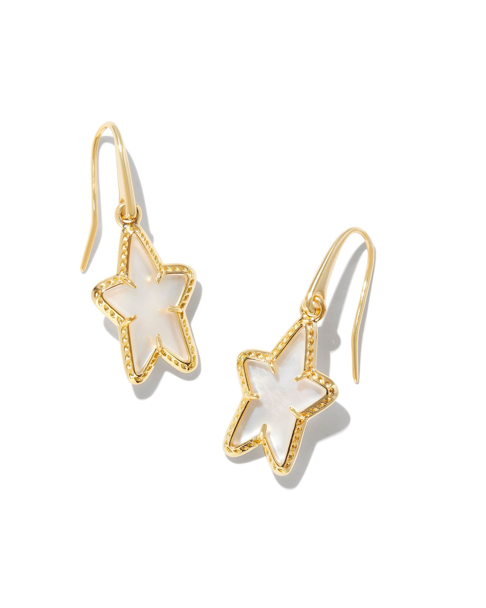 Ada Star Small Drop Earrings in Gold Mother of Pearl