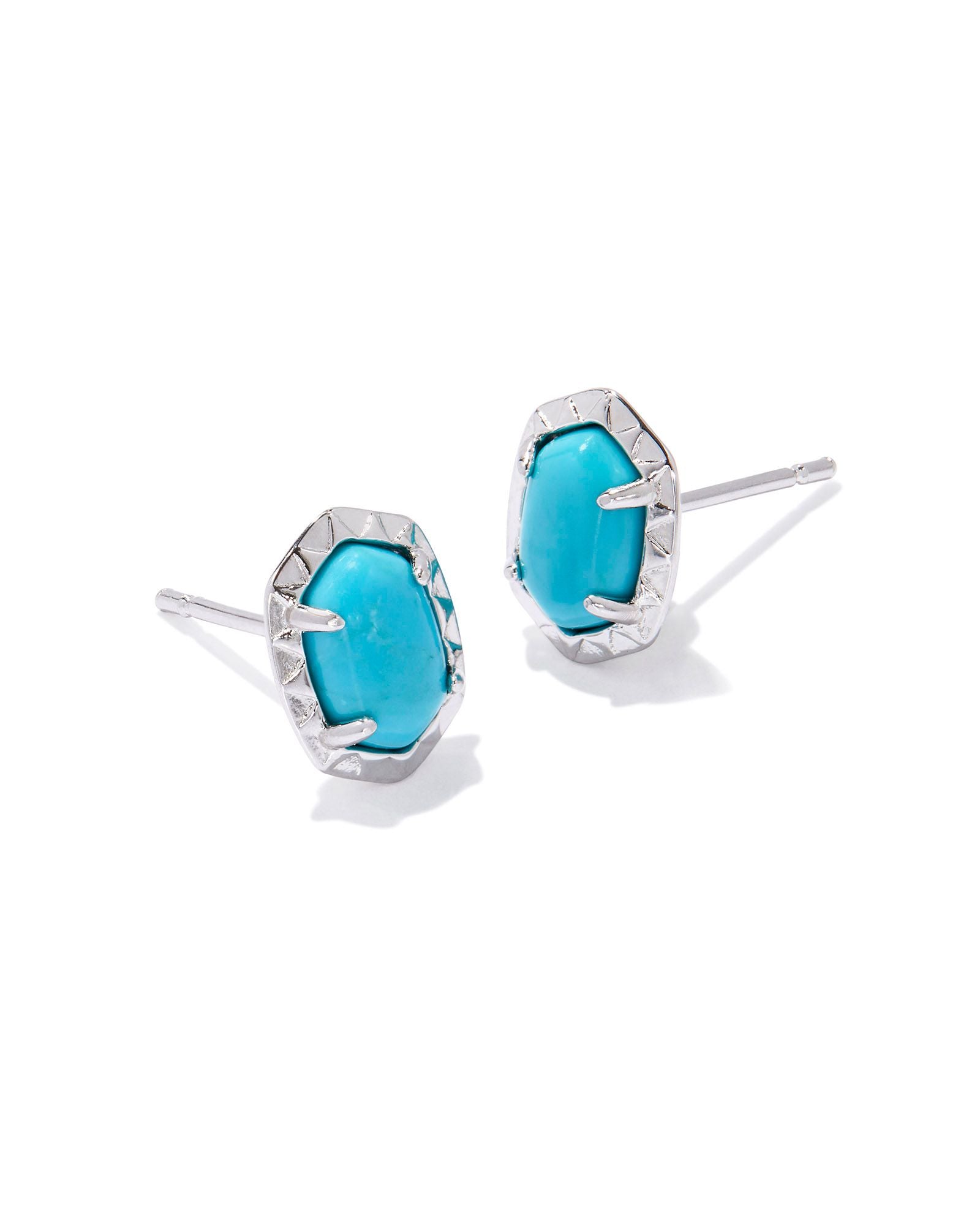 Daphne Stud Earring in Rhodium Variegated Turquoise