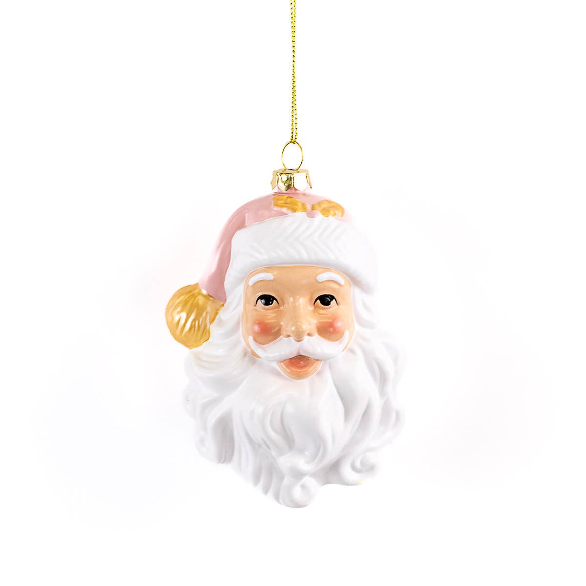 HoHoHo Santa Ornament in Pink/White