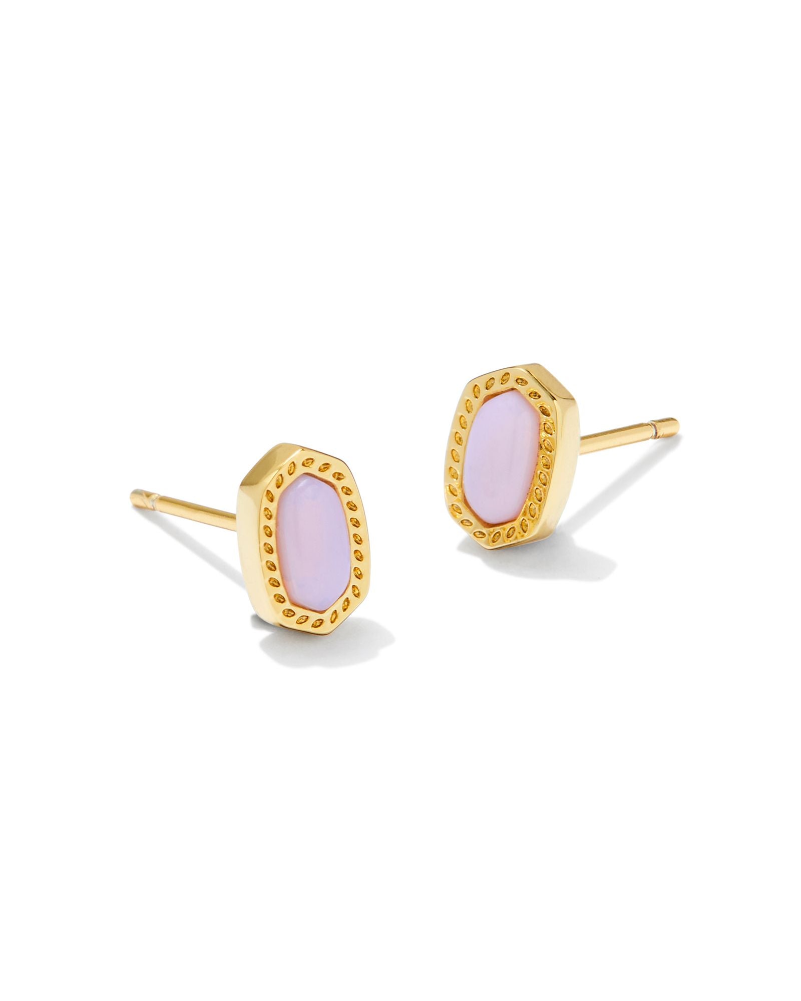 Mini Ellie Stud Earring in Gold Pink Opalite Crystal