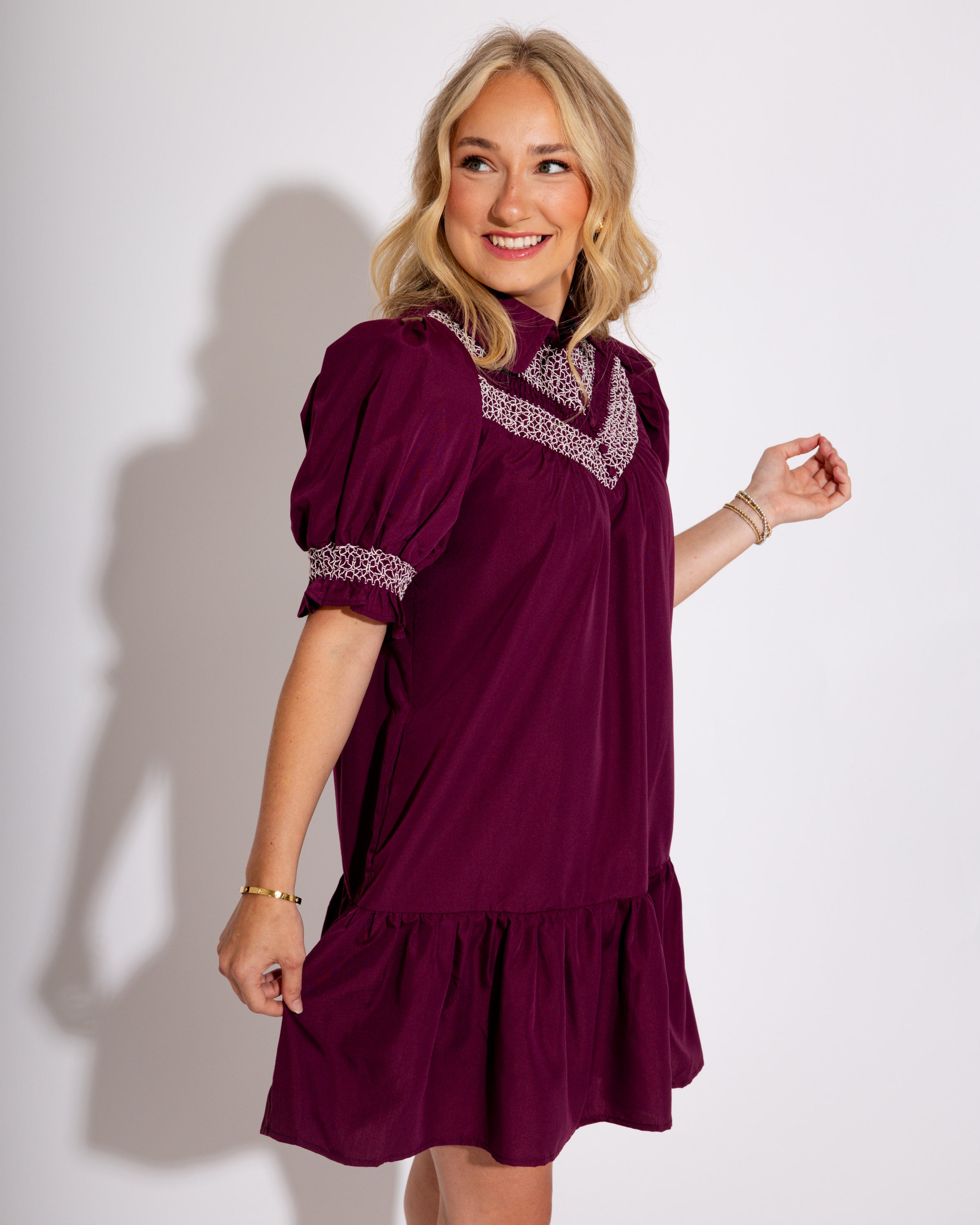Smocked & Sweet Mini in Plum