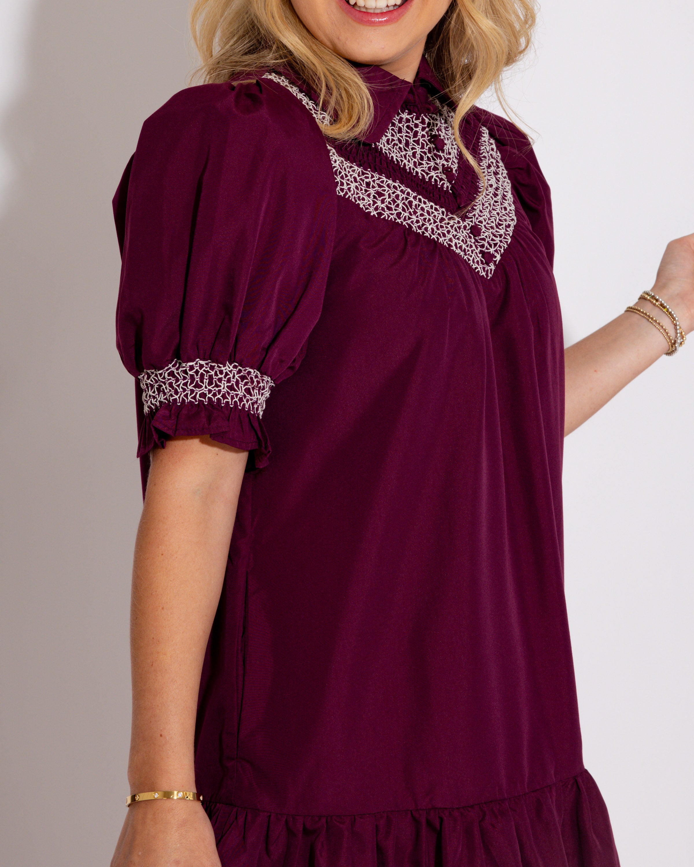 Smocked & Sweet Mini in Plum