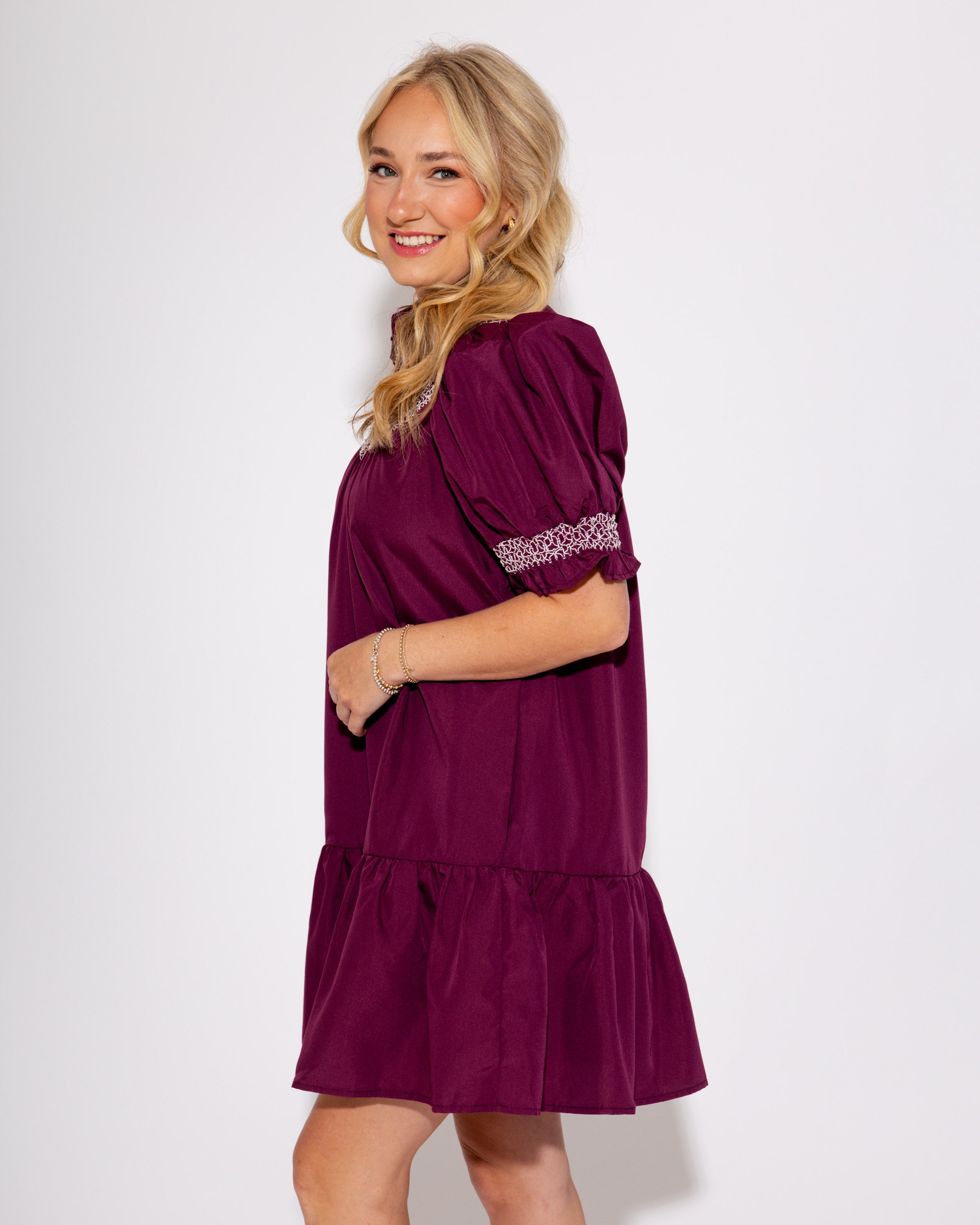 Smocked & Sweet Mini in Plum