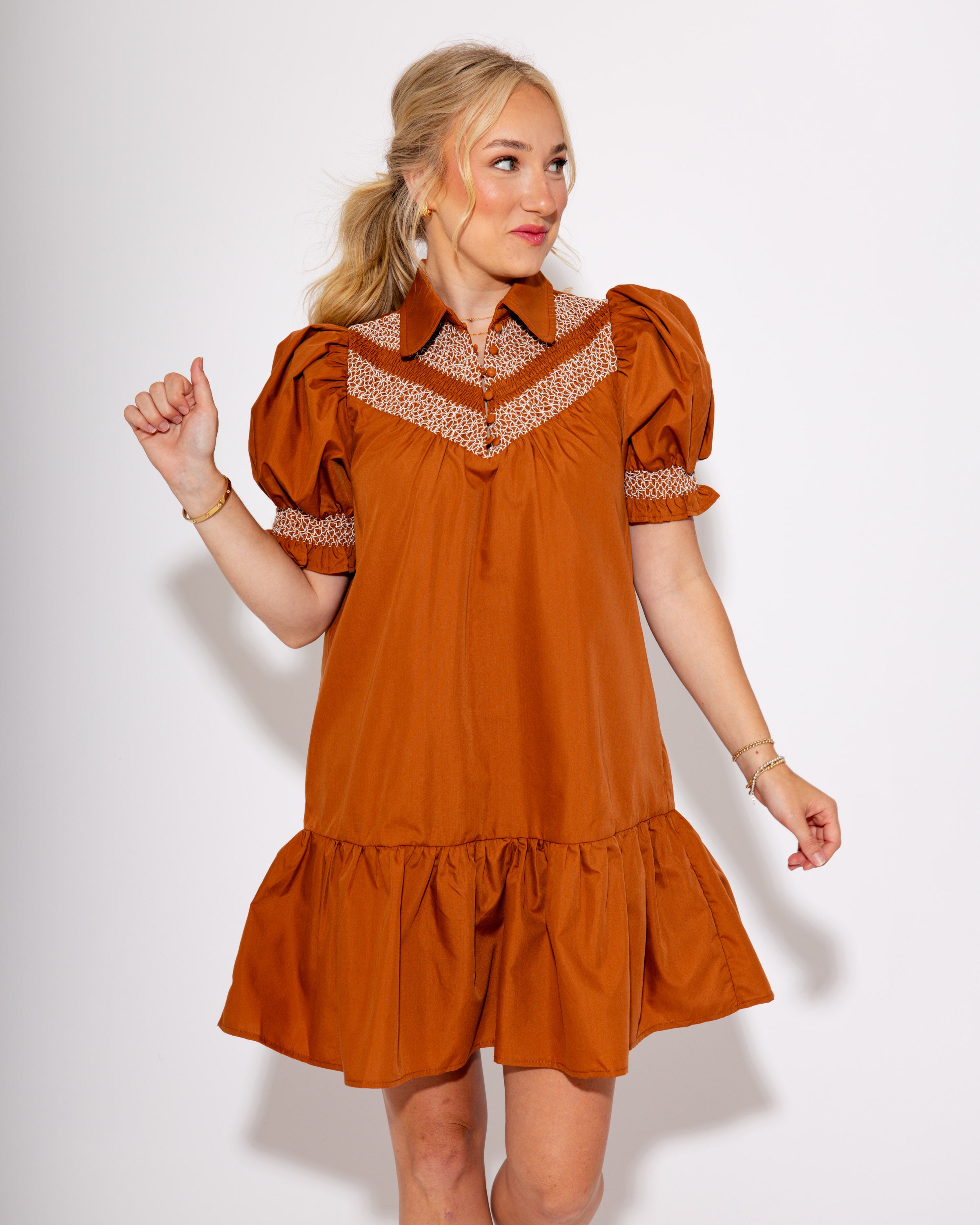 Smocked & Sweet Mini in Caramel