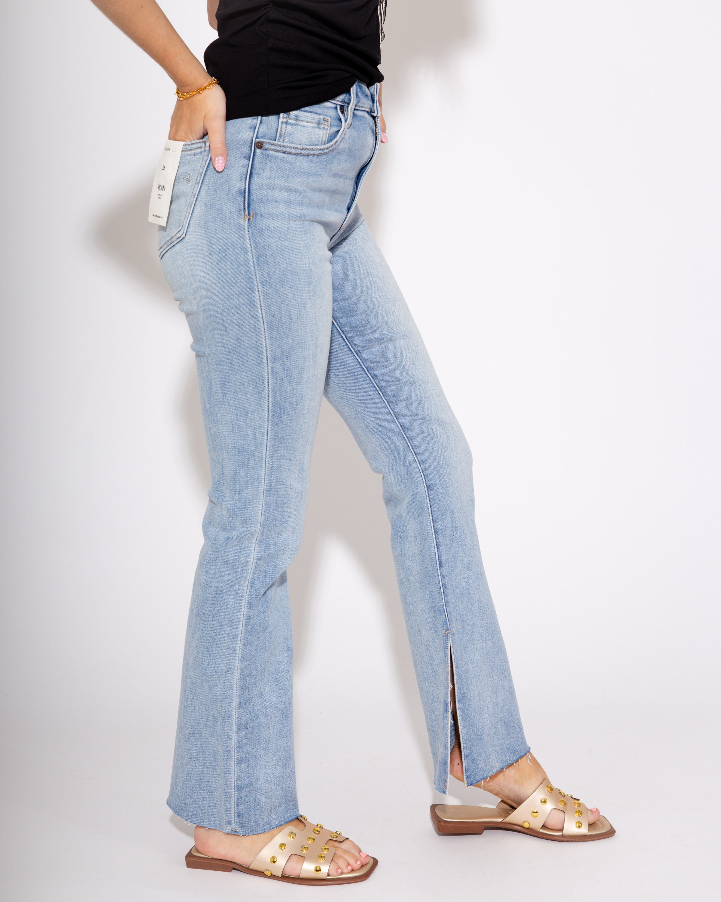Inside Slit Bootcut Jeans in Light