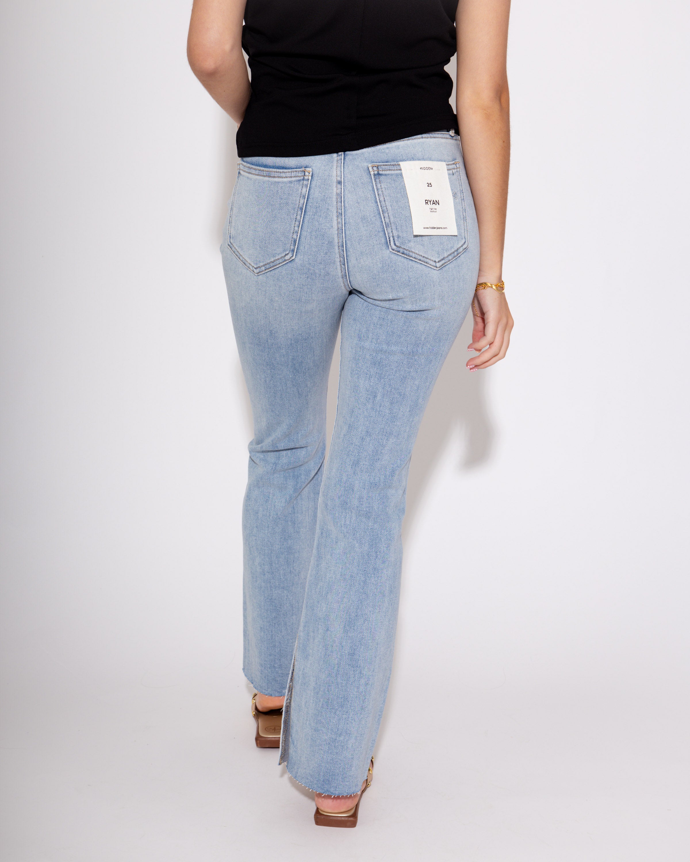 Inside Slit Bootcut Jeans in Light