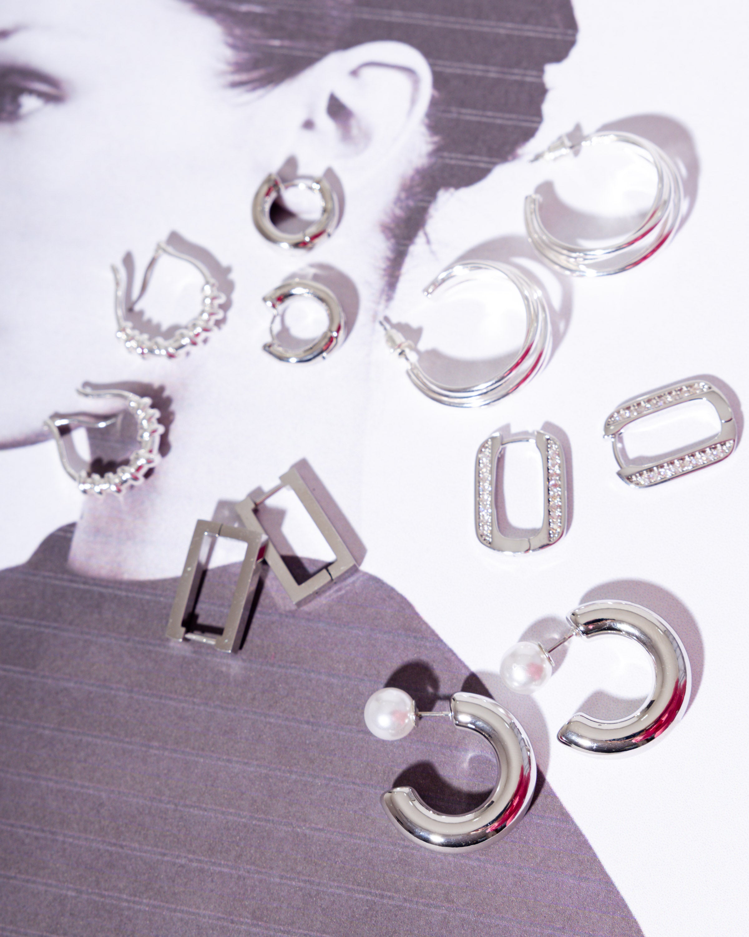 Pearl Bead Hoop Earring in Silver