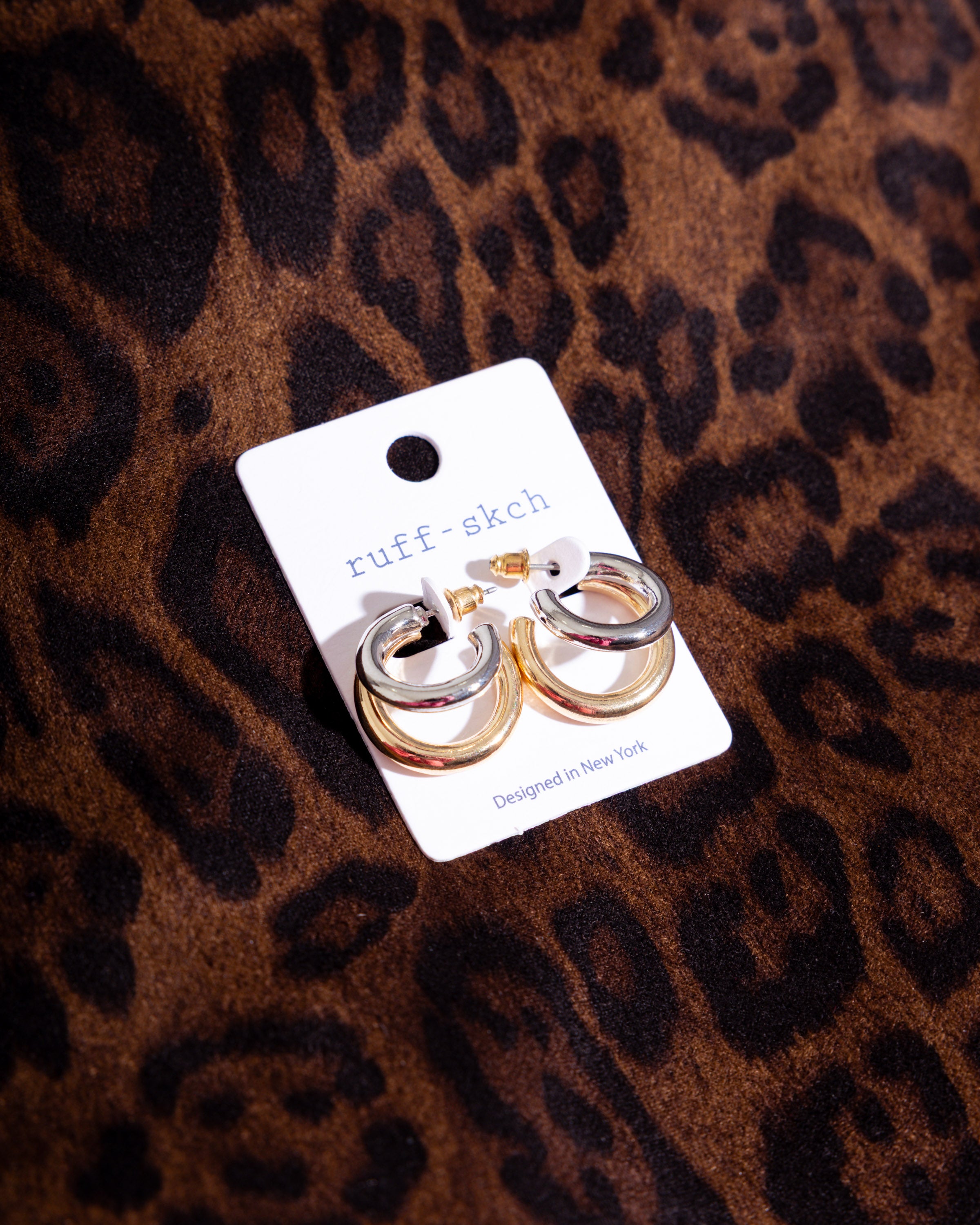 Double Hoop Two Tone Open Earring