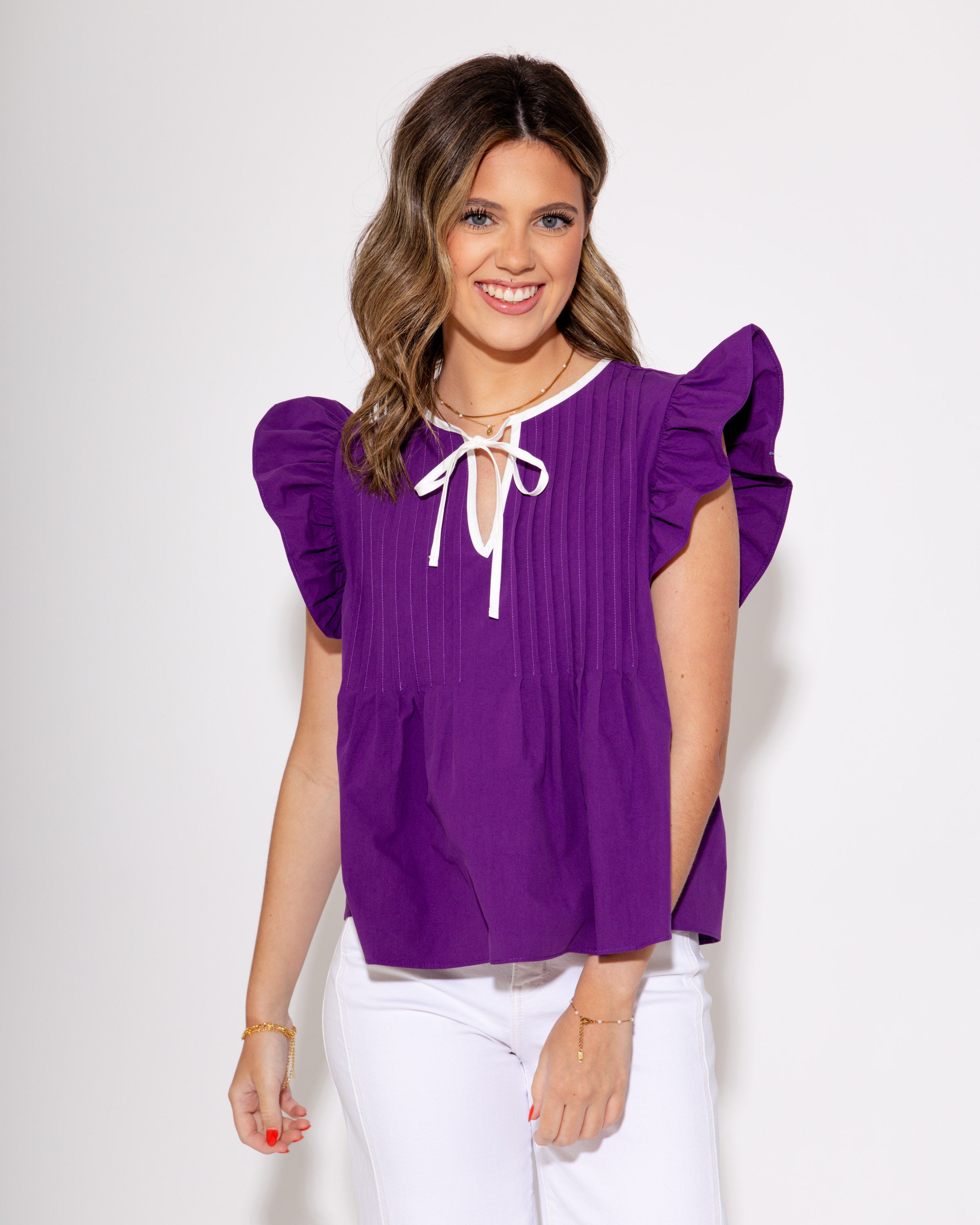 The Purple Pintuck Prep Blouse