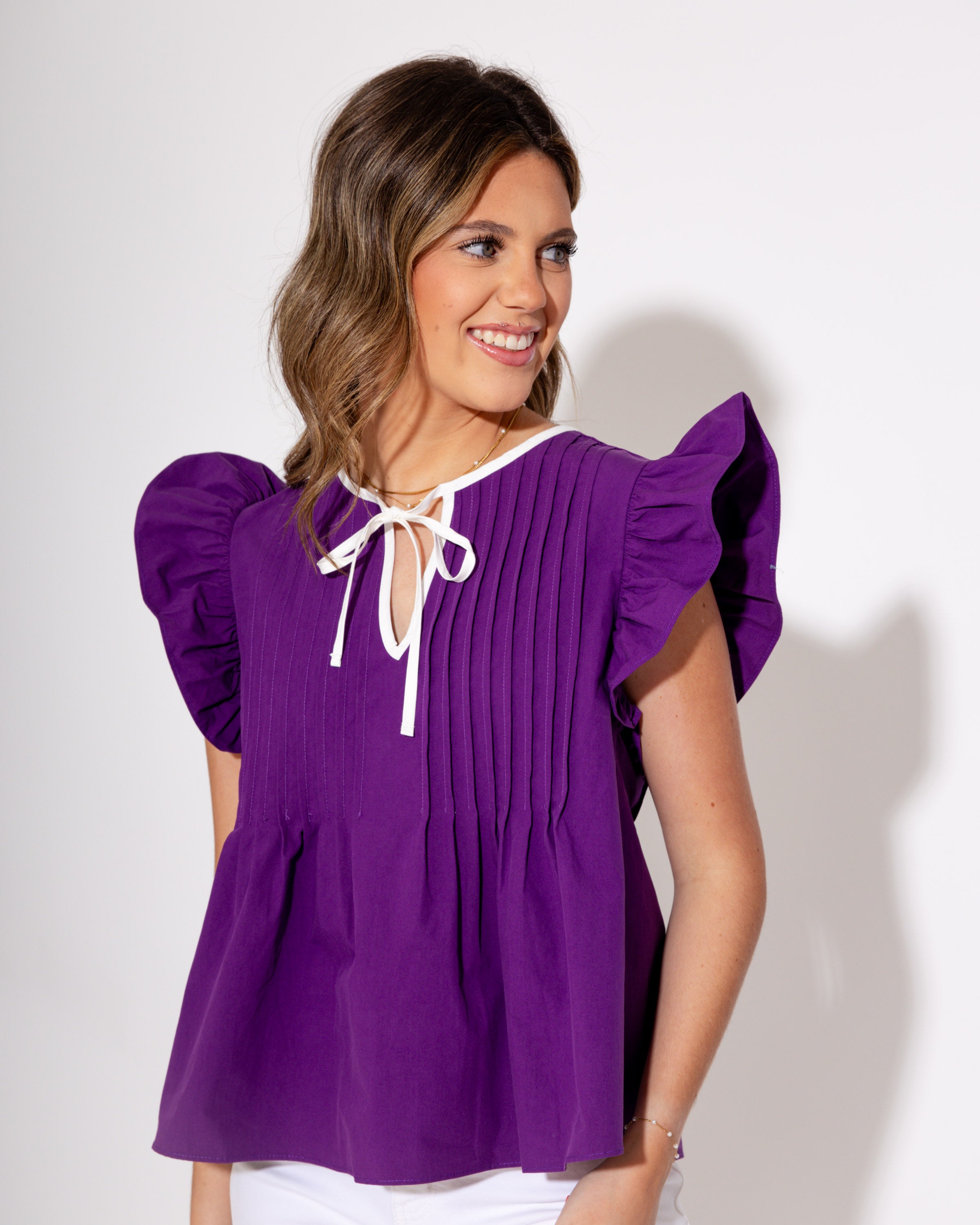 The Purple Pintuck Prep Blouse