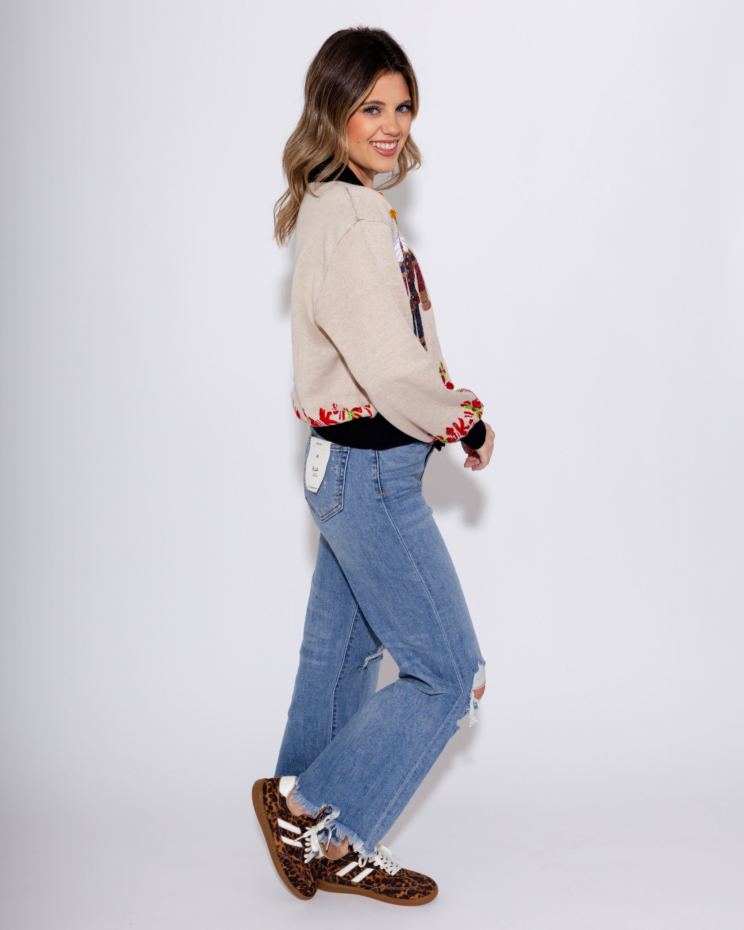 Nutcracker & Candy Cane Button Up Cardigan