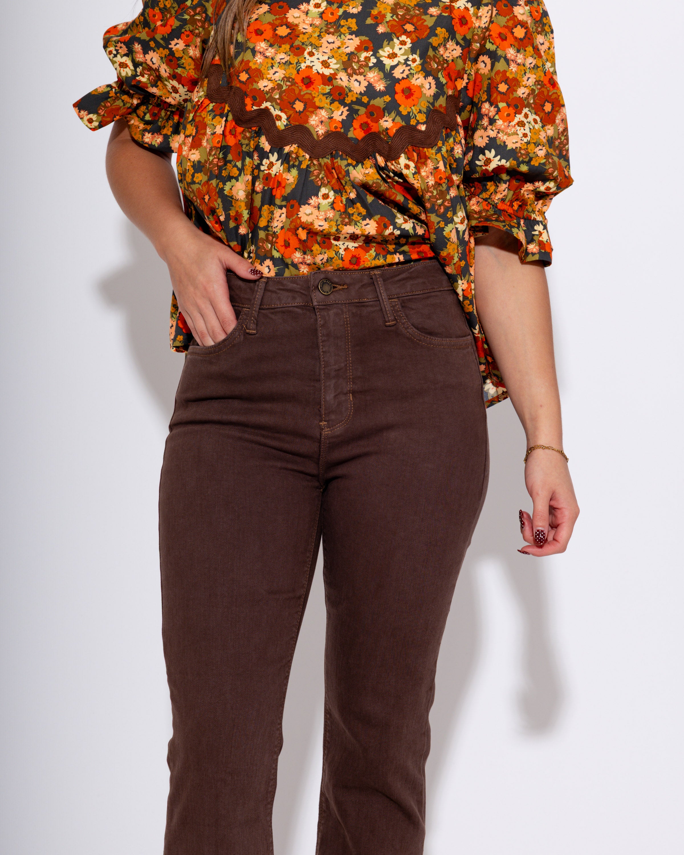 Brown Crop Flare Jeans