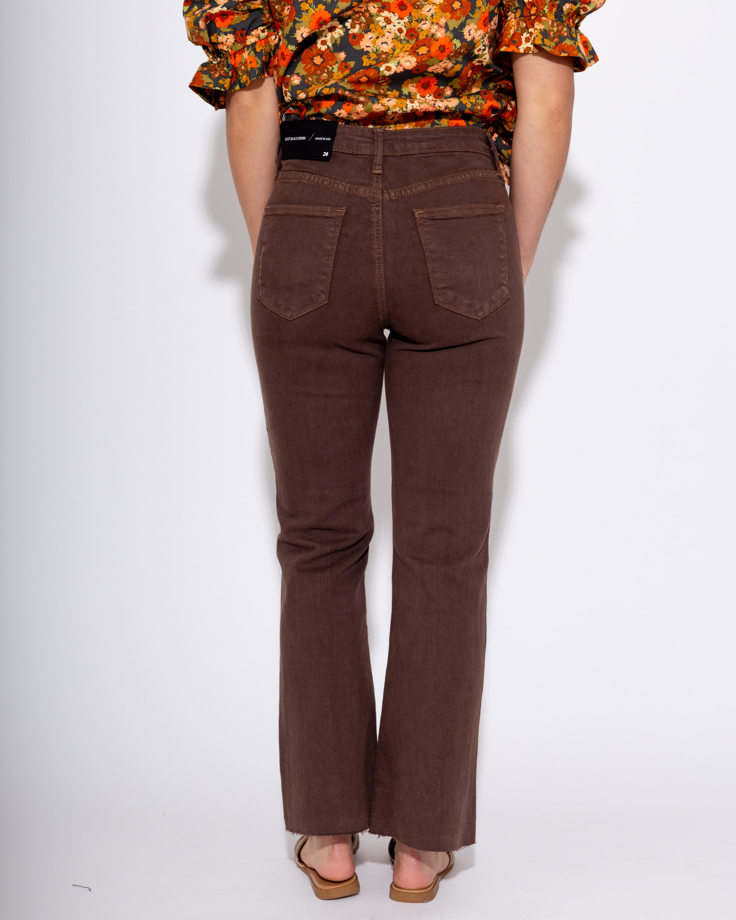 Brown Crop Flare Jeans