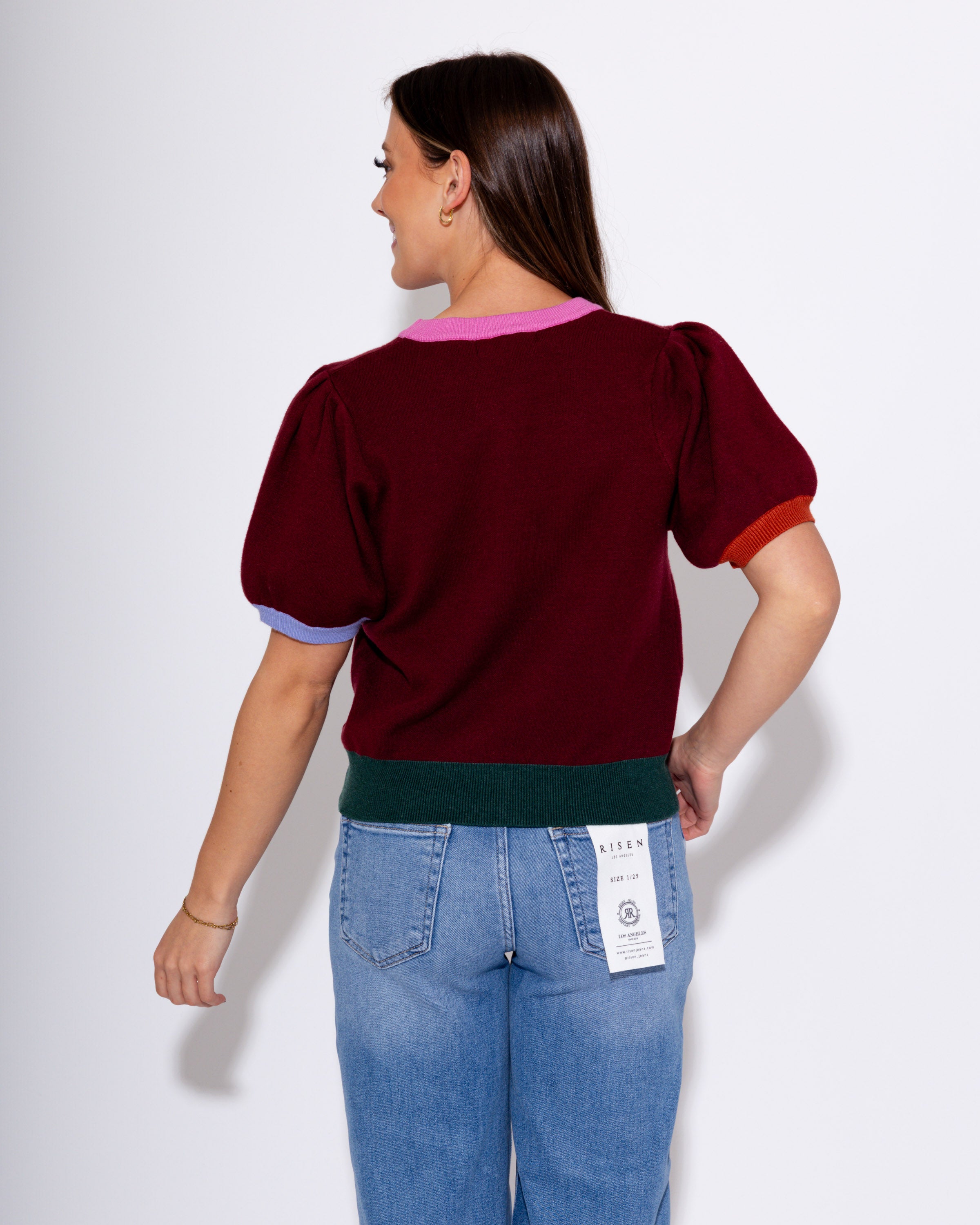 Burgundy Bliss Colorblock Sweater Top