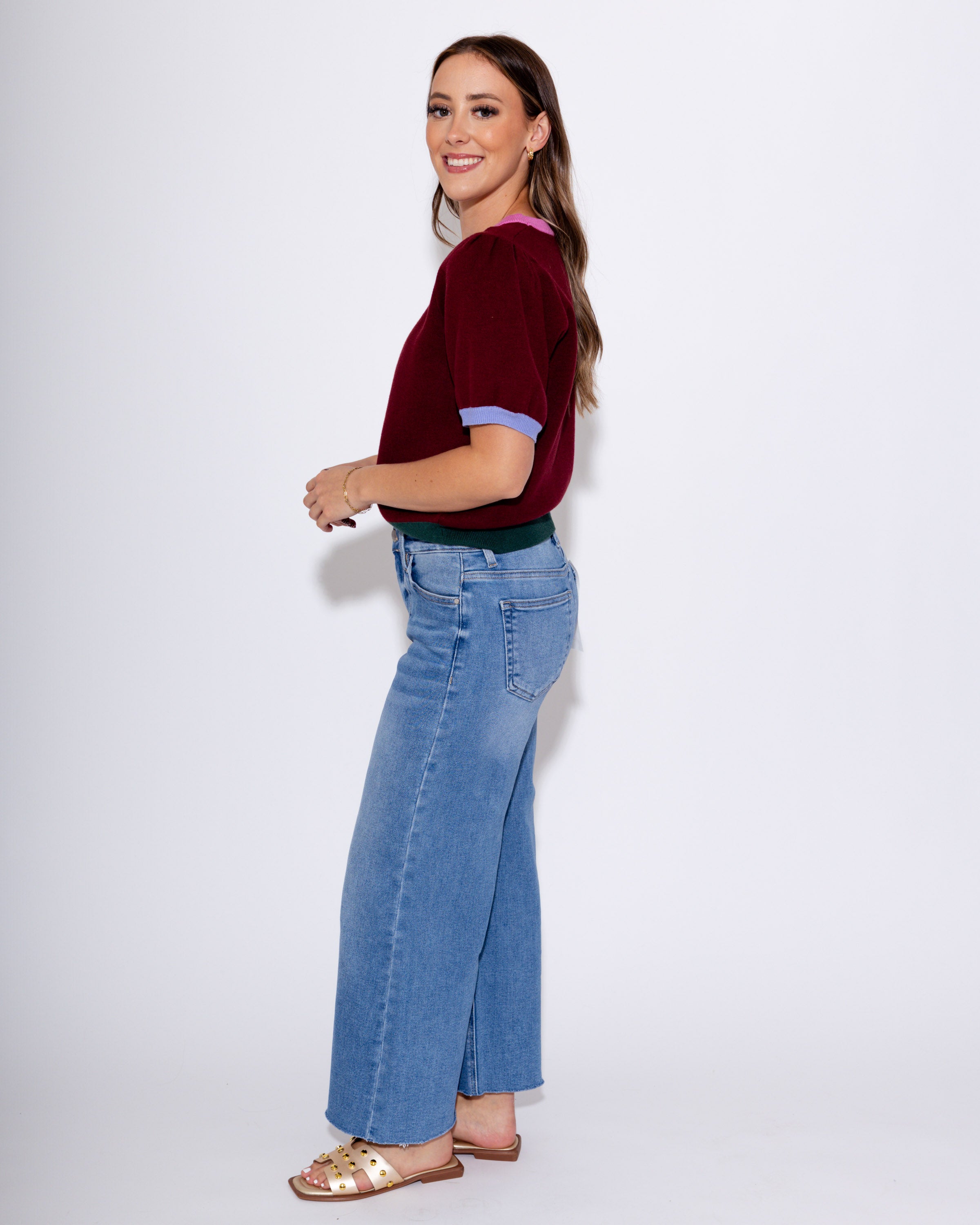 Burgundy Bliss Colorblock Sweater Top