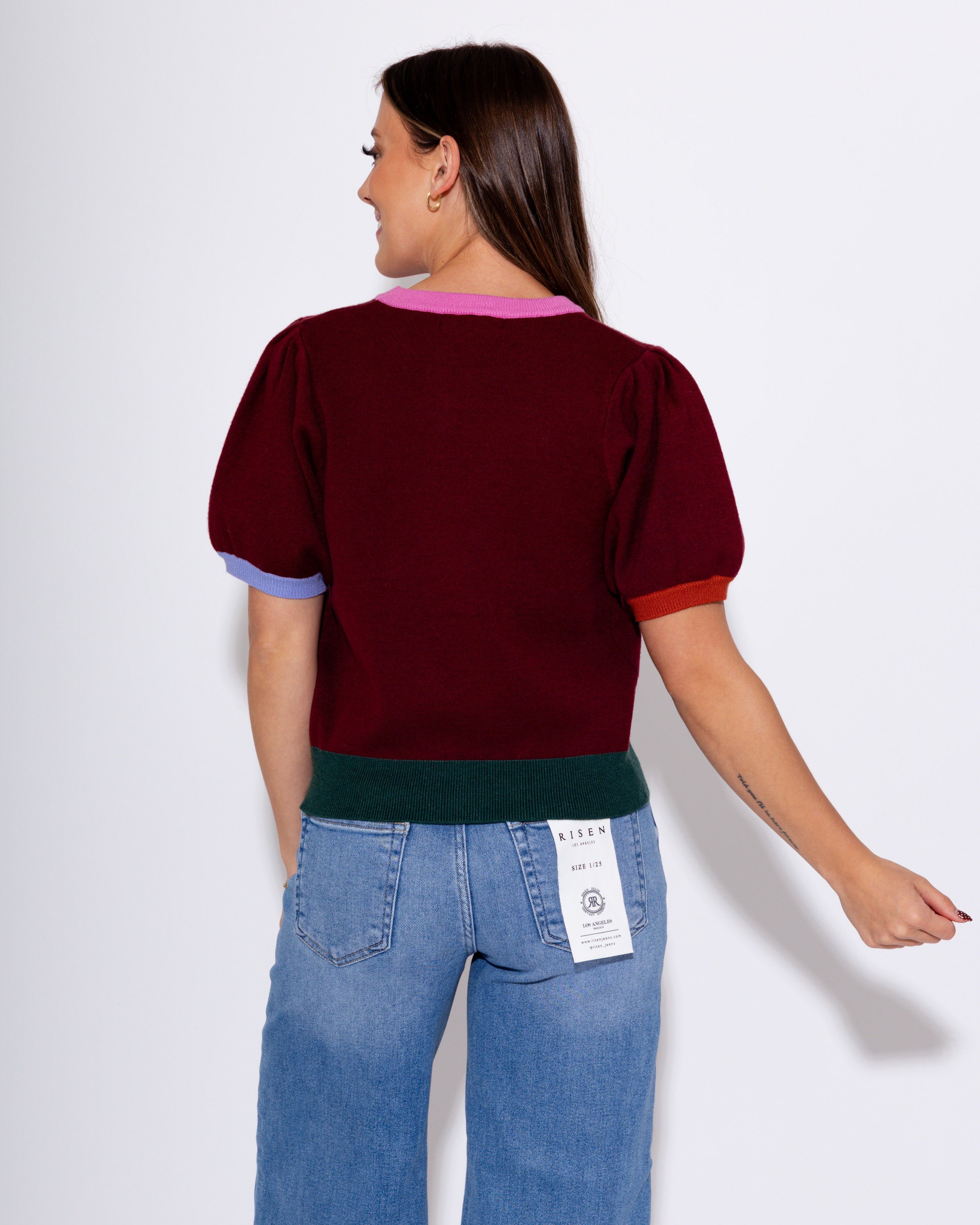 Burgundy Bliss Colorblock Sweater Top