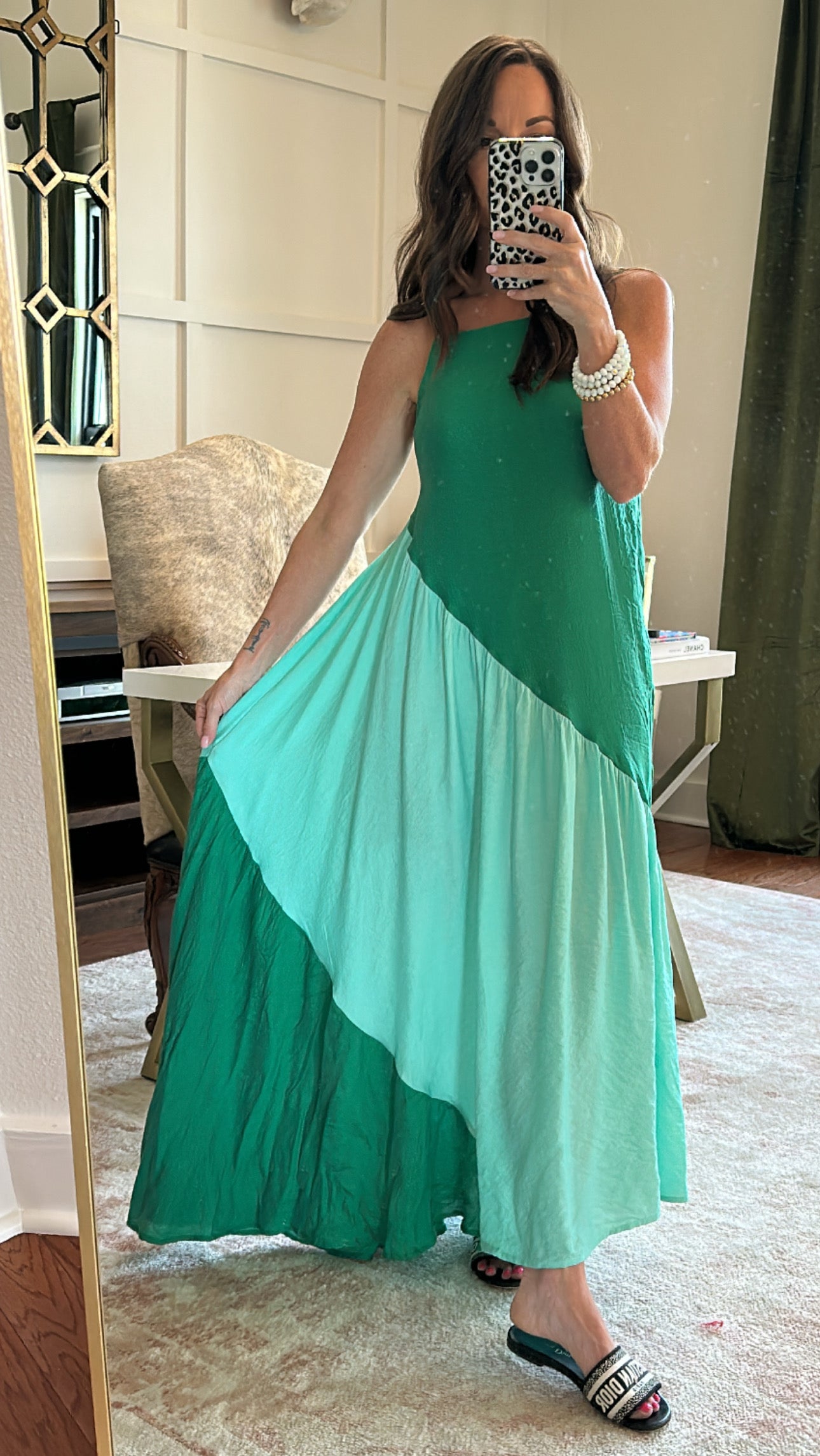 Color Block Maxi in green blue