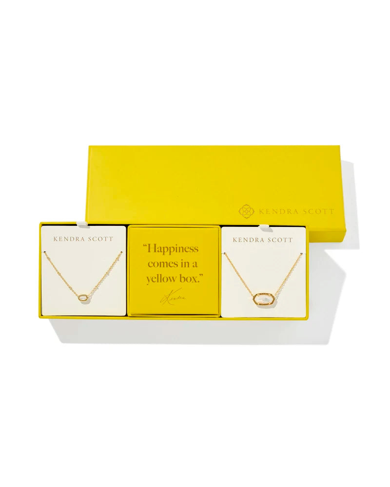 Elisa Gift Set of 2 Gold Ivory Mother of Pearl Necklaces