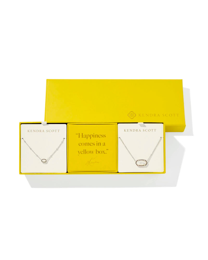 Elisa Gift Set of 2 Rhodium Ivory Mother of Pearl Necklaces