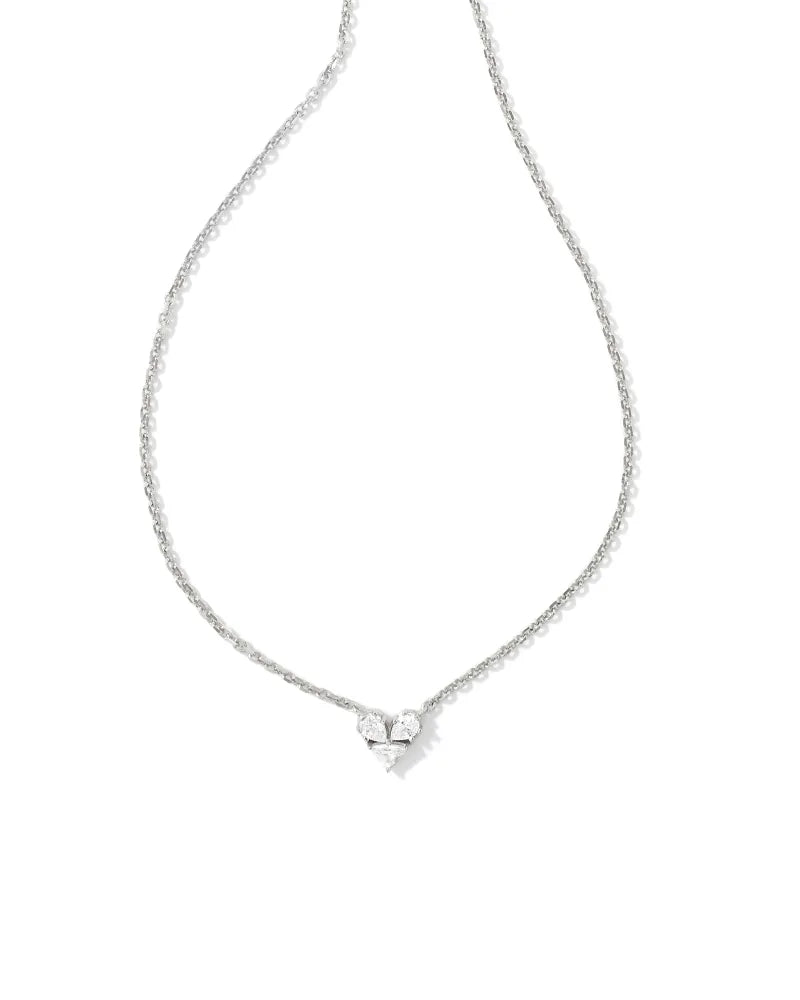 Katy Heart Short Pendant Necklace in Silver