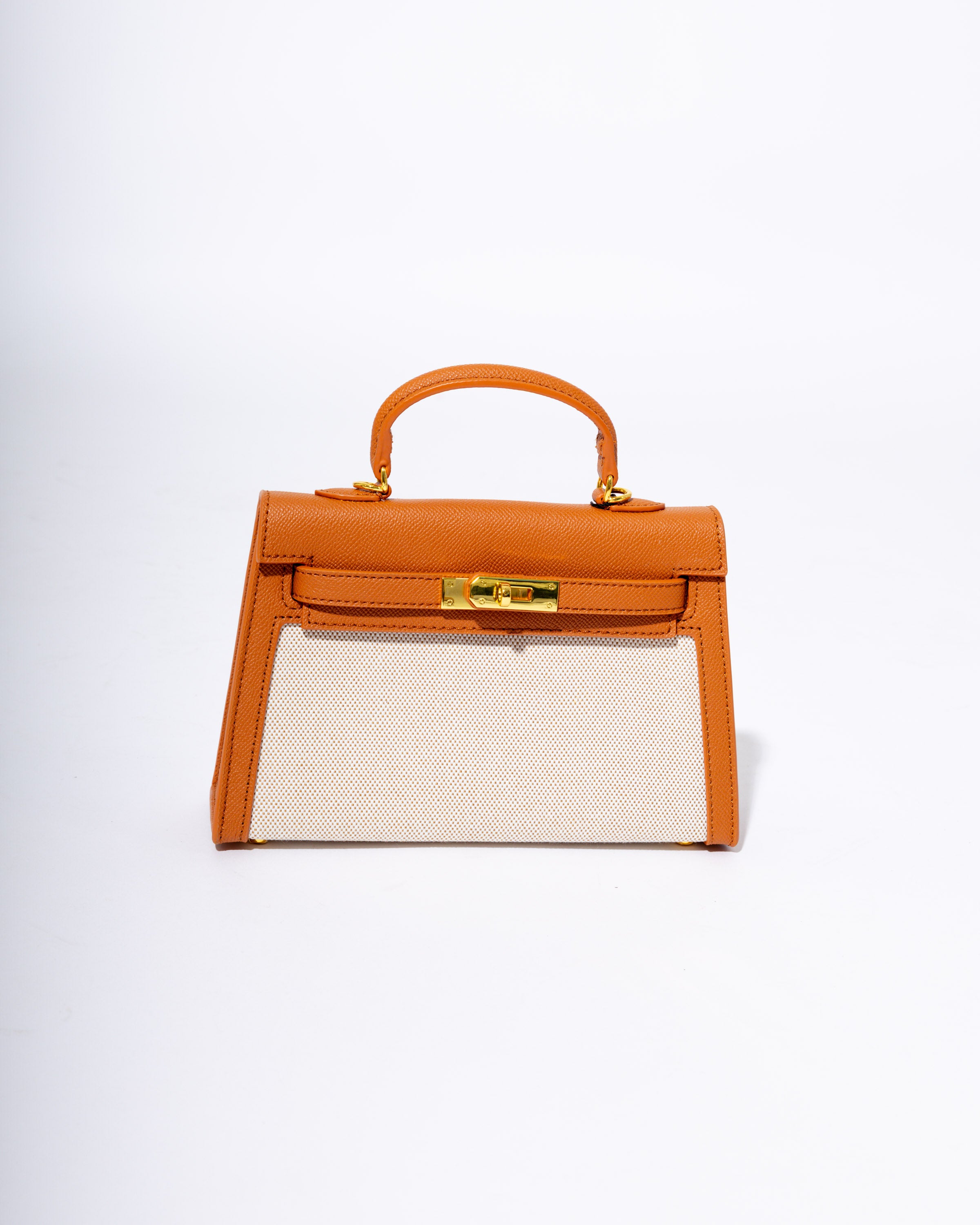 Two Tone Mini Statement Handbag in Tan
