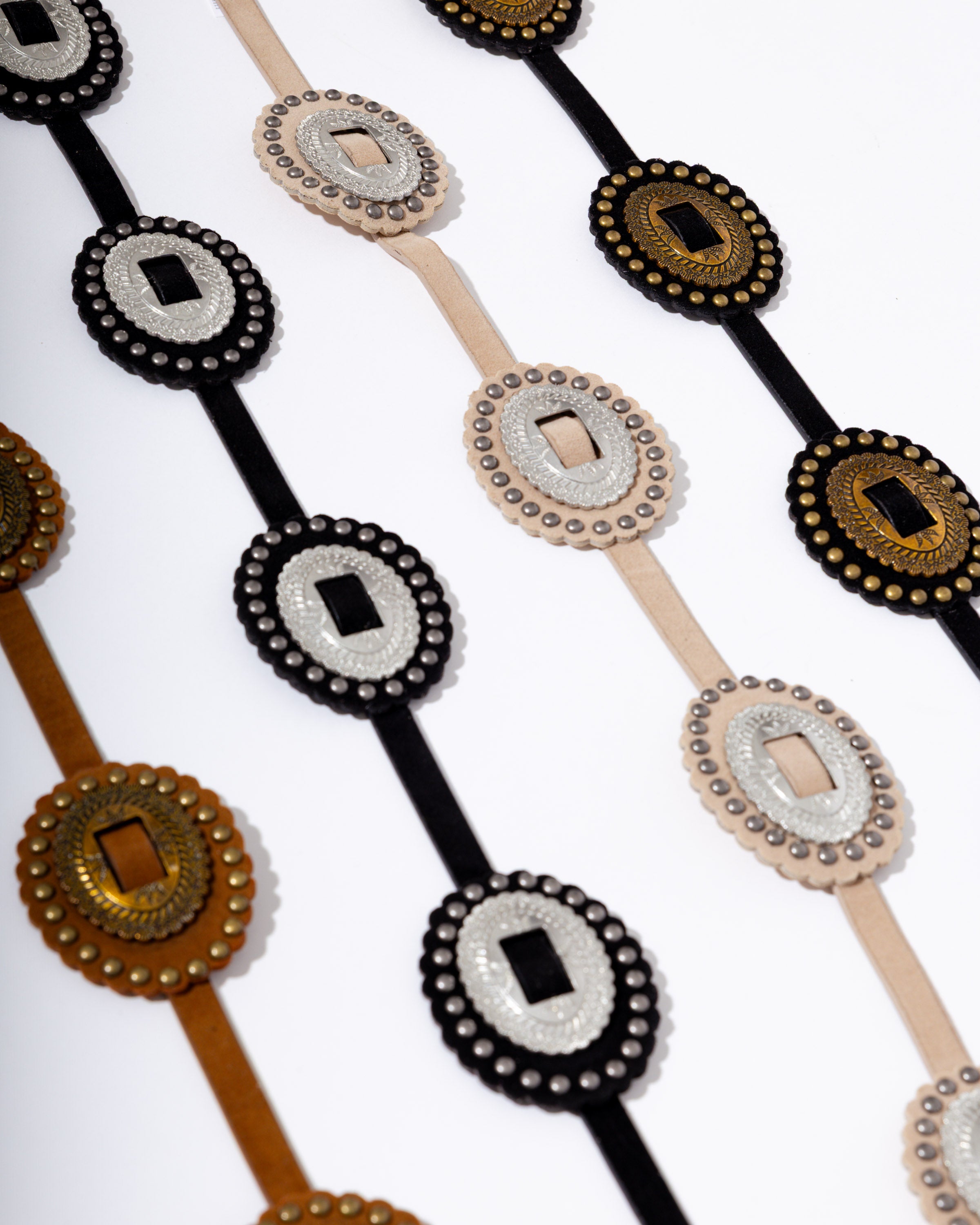 Western Concho Belt in Brown/Gold