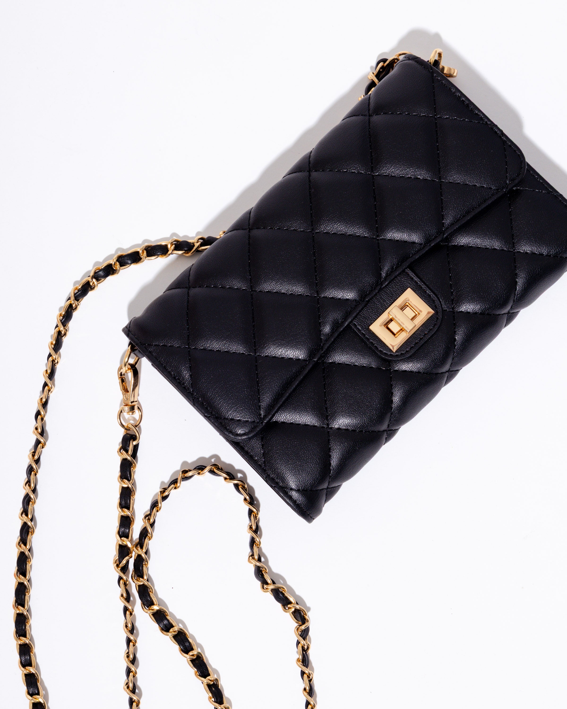 Luxe Quilted Crossbody Clutch in Black