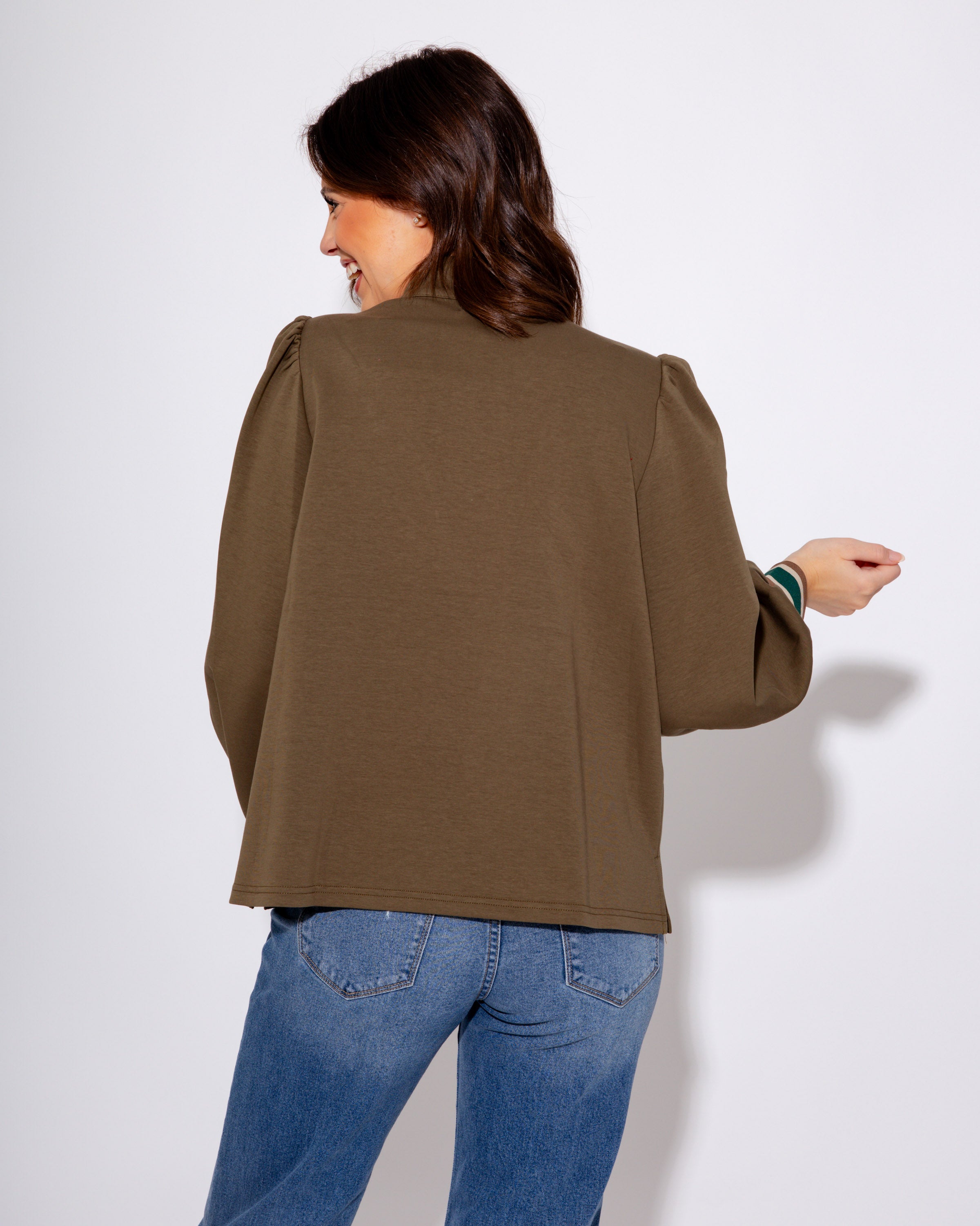 Color Band Zip Up Top