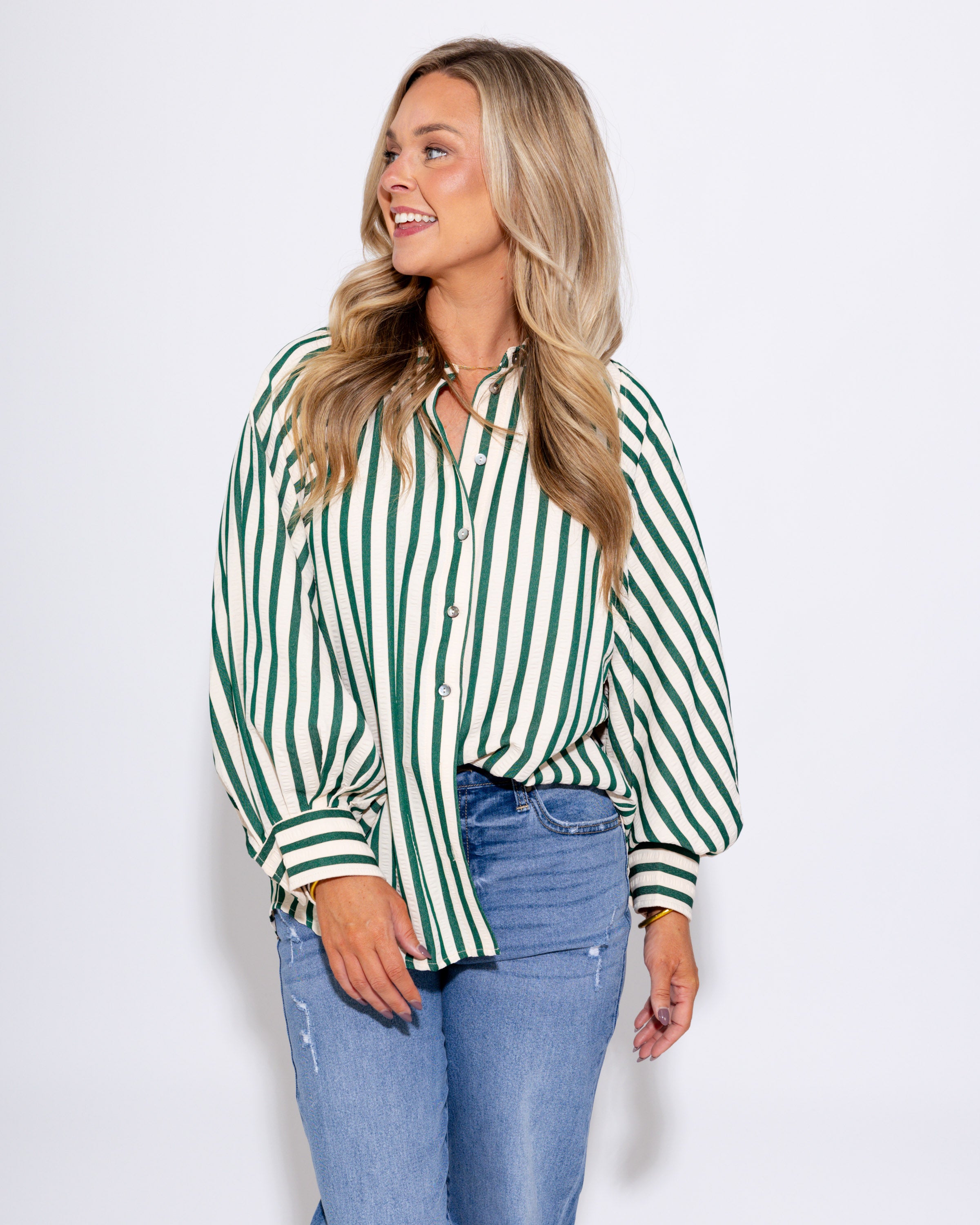 Relaxed Stripe Button-Up
