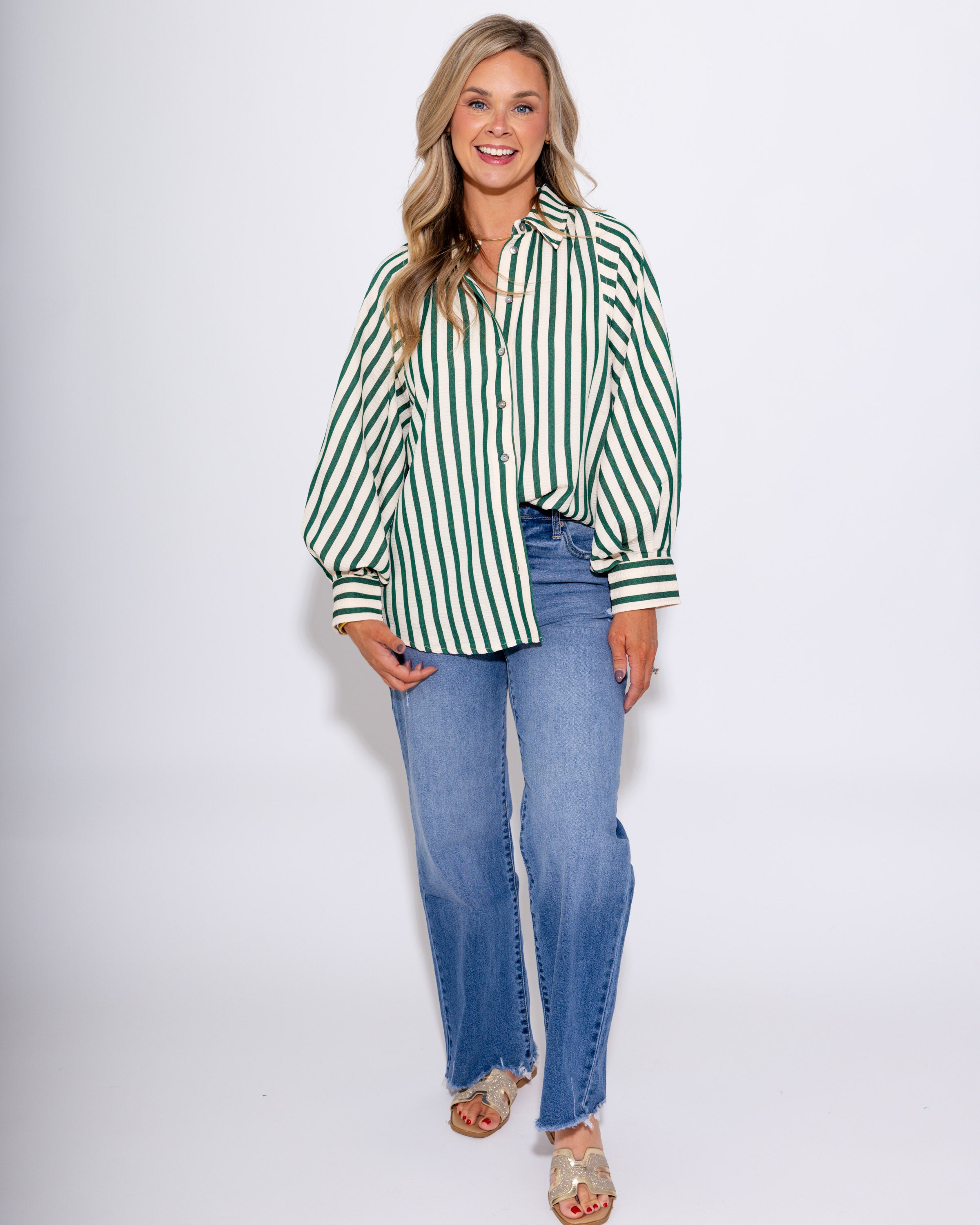 Relaxed Stripe Button-Up
