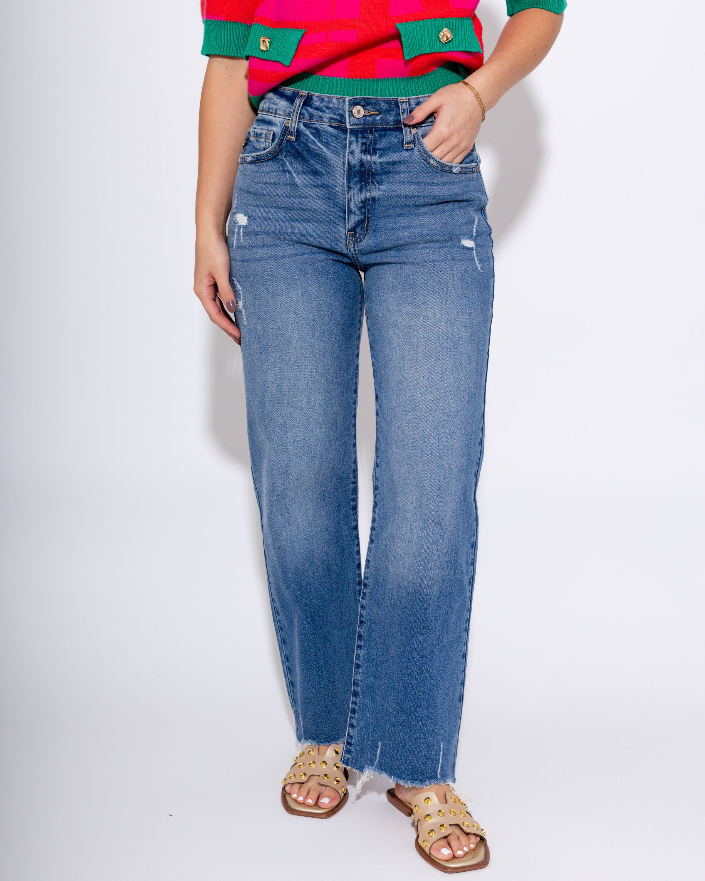 High Rise Slim Wide Leg Jean in Medium