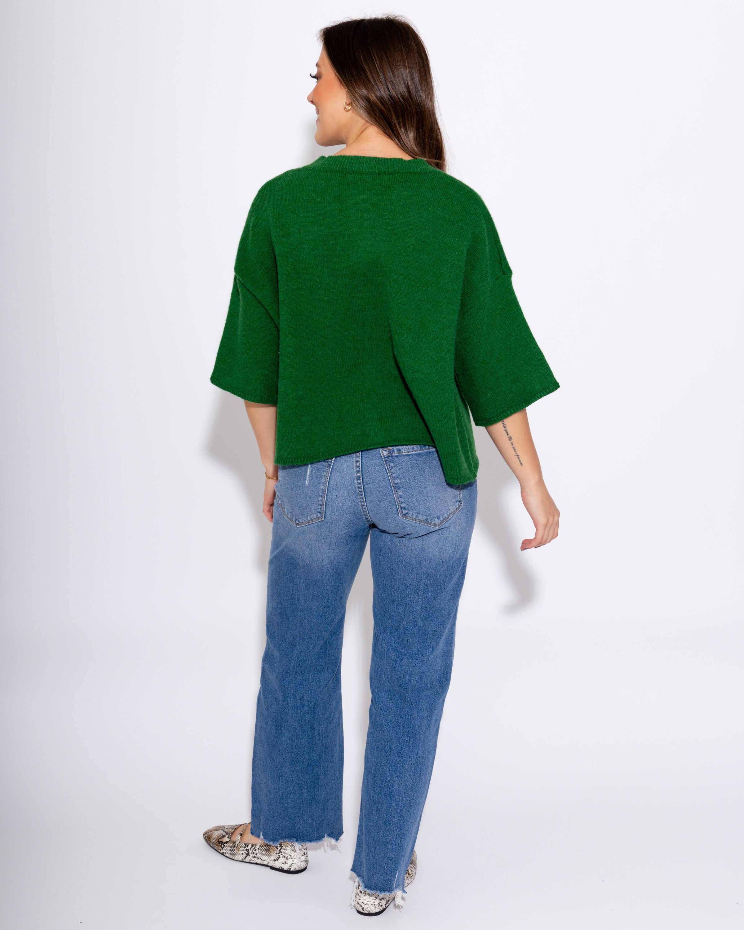 Evergreen Button Up Ease Sweater Top