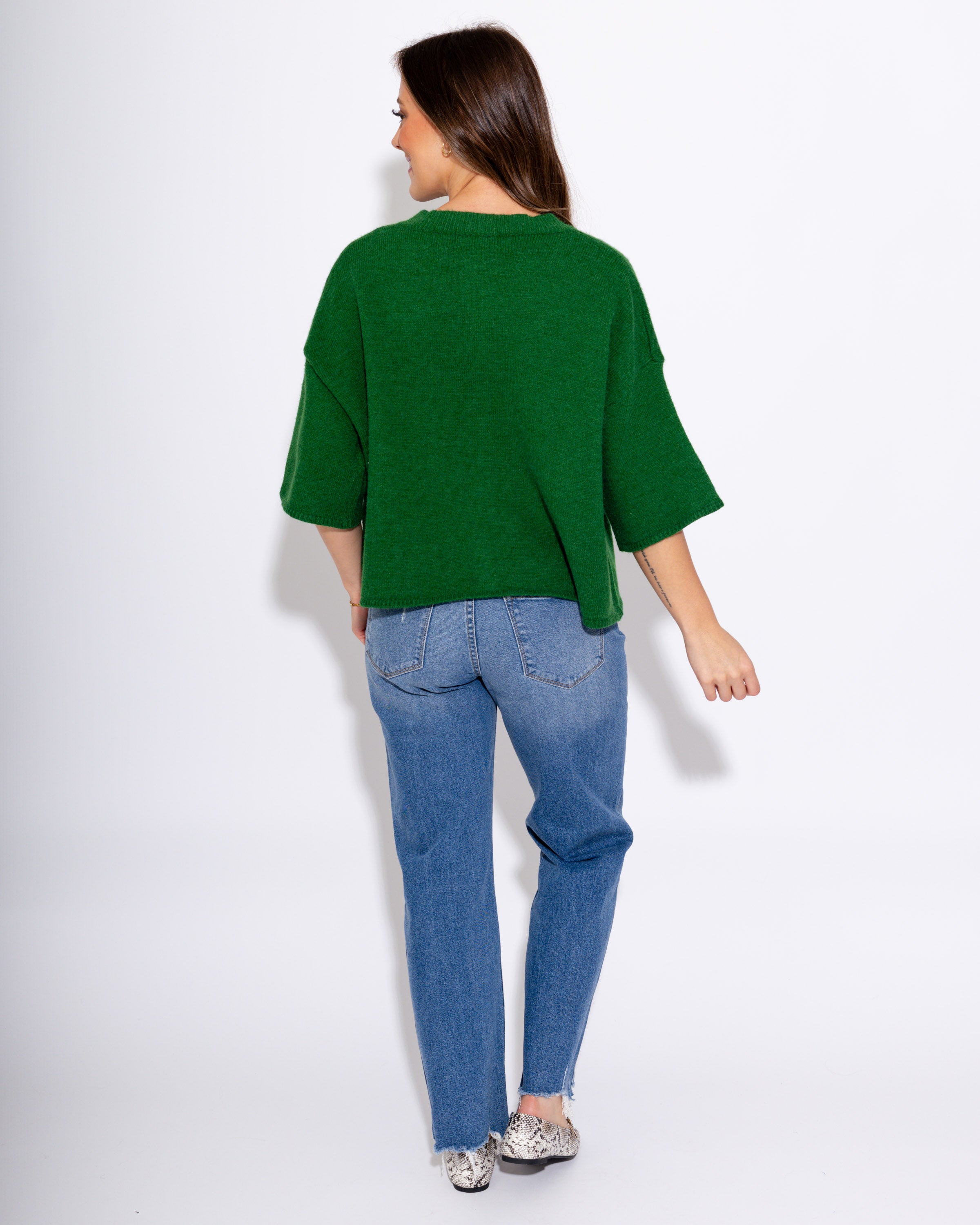 Evergreen Button Up Ease Sweater Top