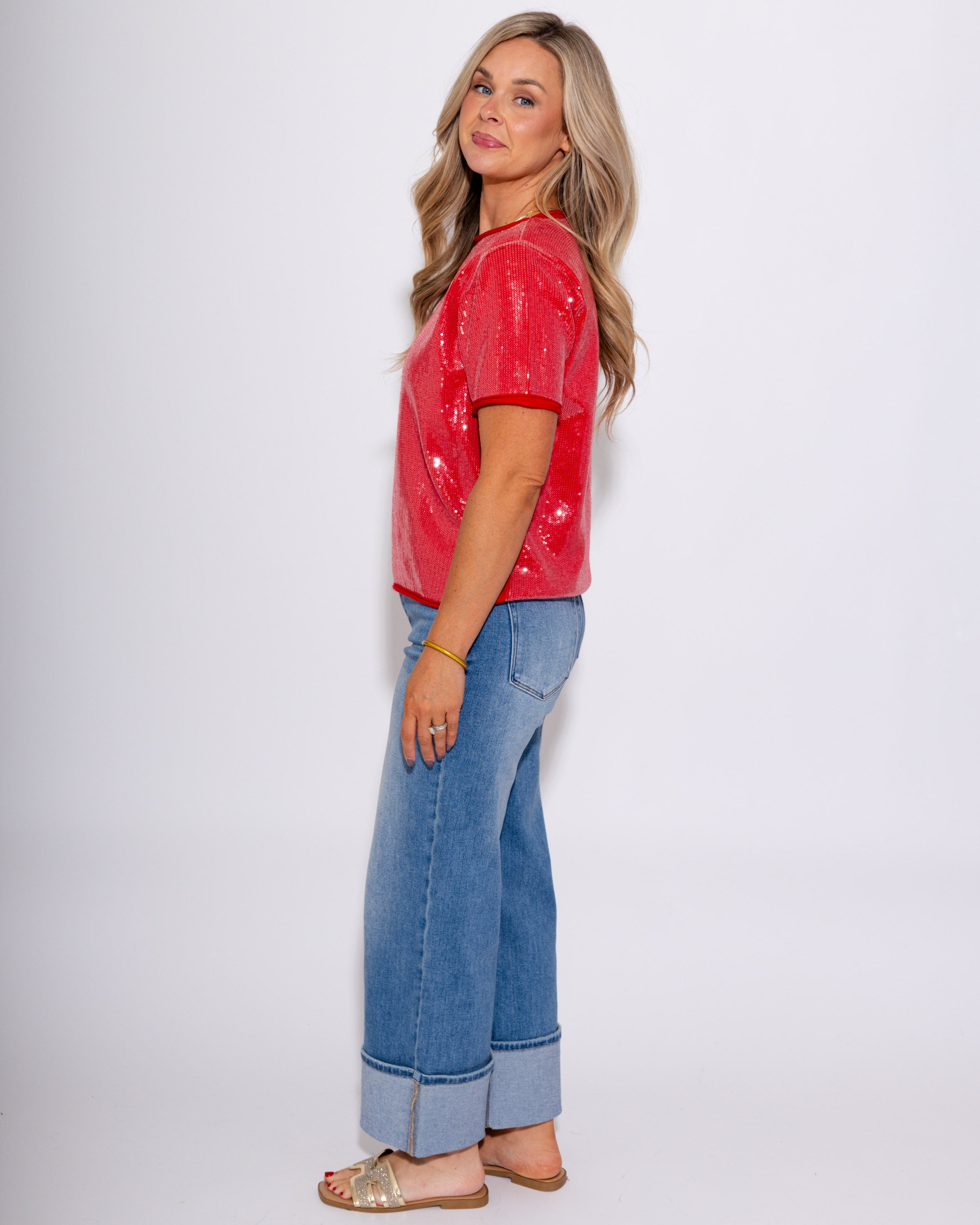 Red Sequin Holiday Top