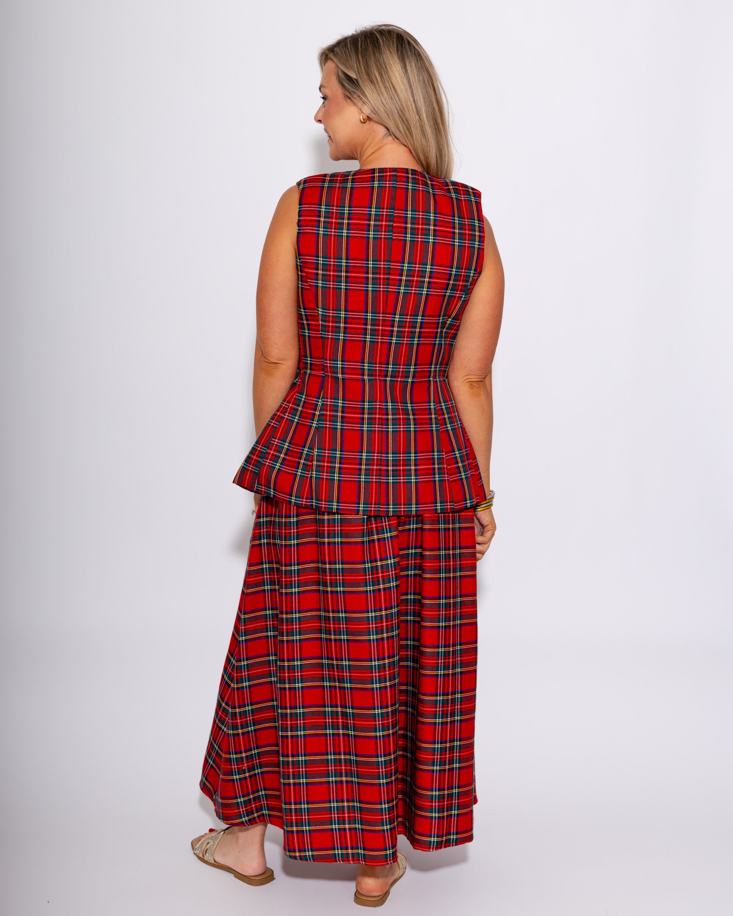 Tailored Tartan Vest in Red