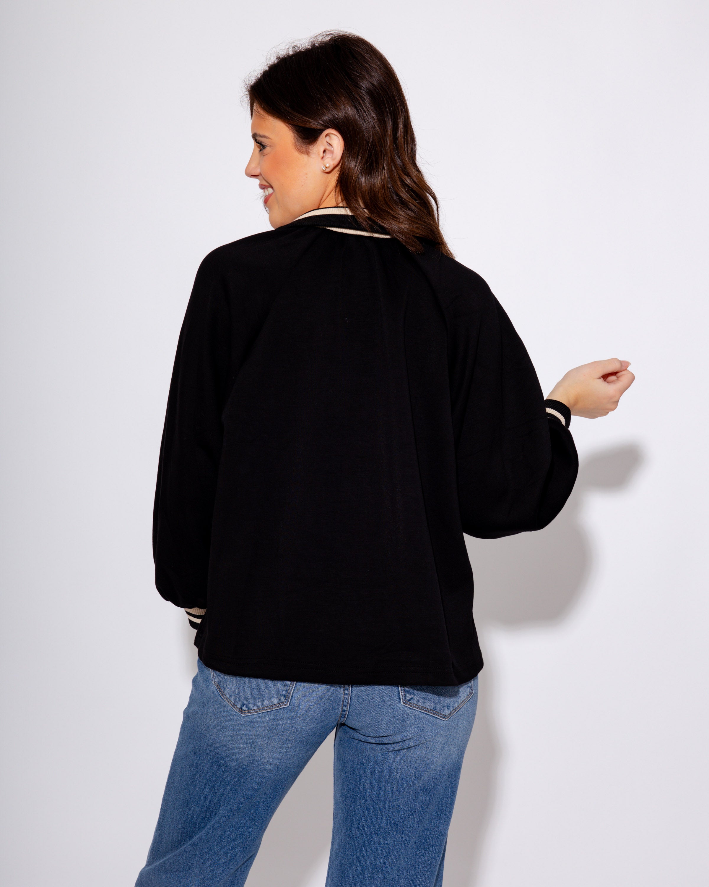 Black Half-Zip Knit Top