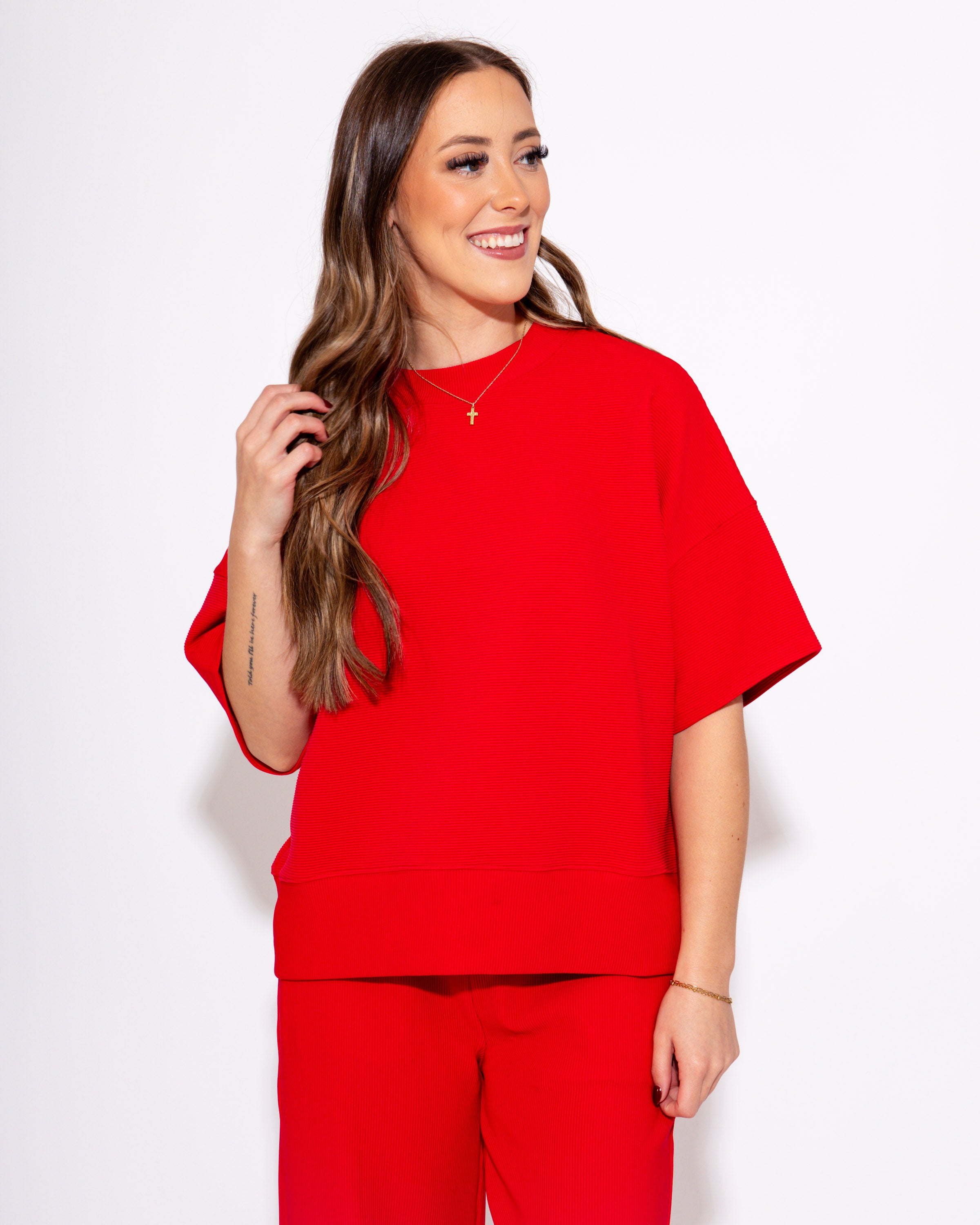 Ribbed Essentials 2-Piece Set in Ruby