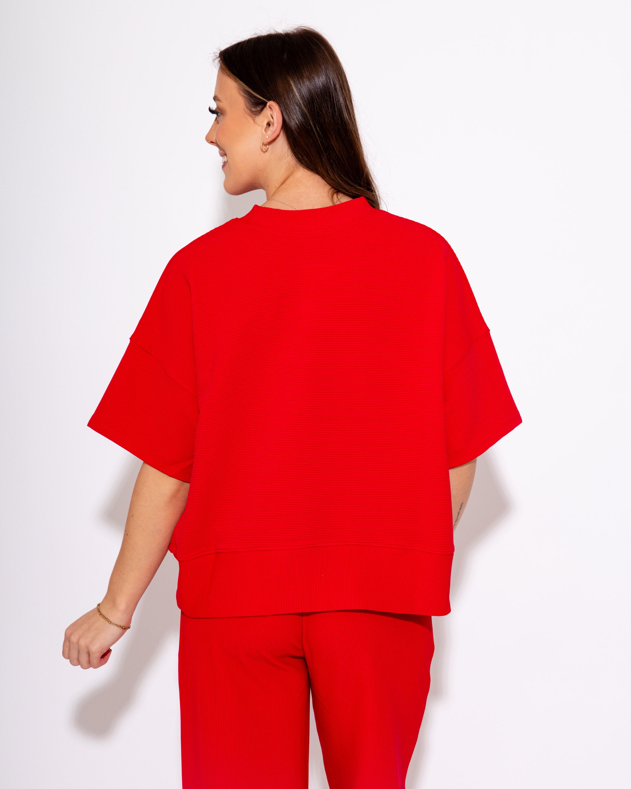 Ribbed Essentials 2-Piece Set in Ruby