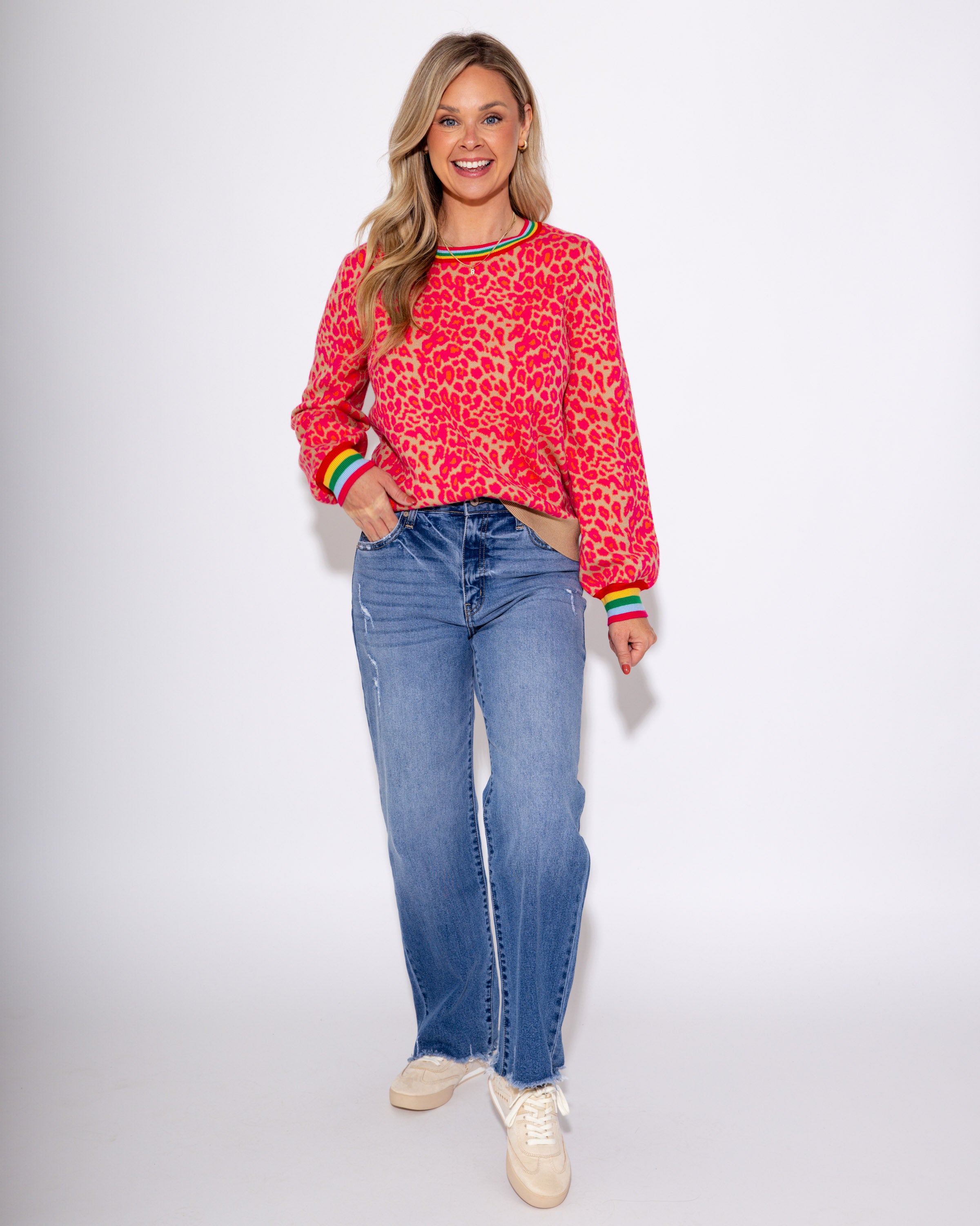 Pounce & Pop Sweater Top in Hot Pink