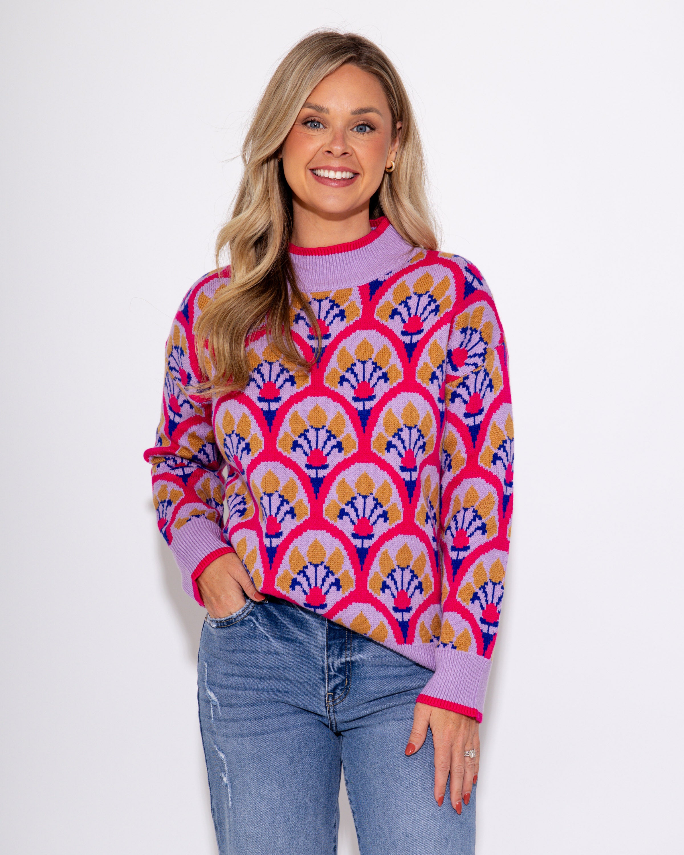 Fuchsia Floral Sweater