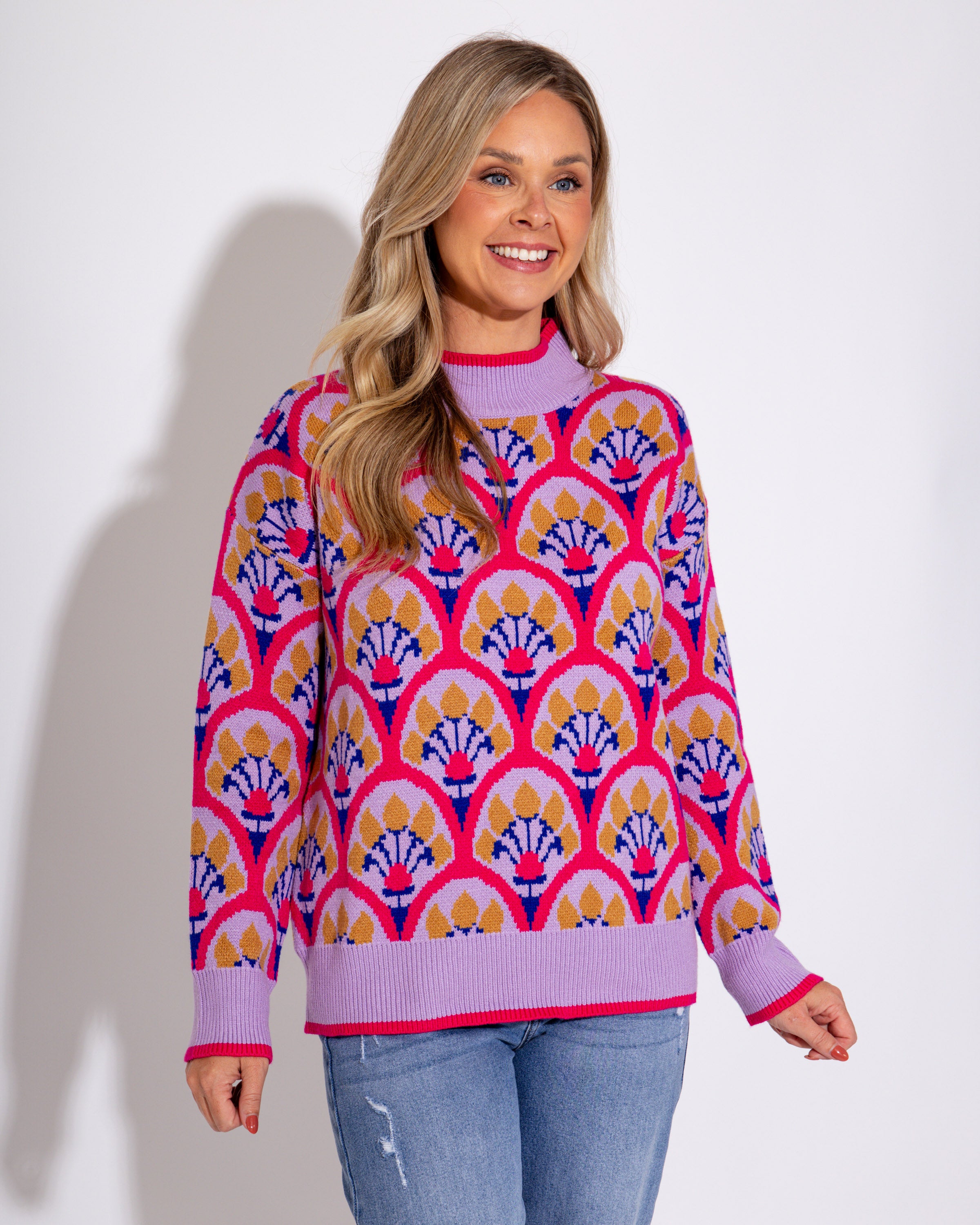 Fuchsia Floral Sweater