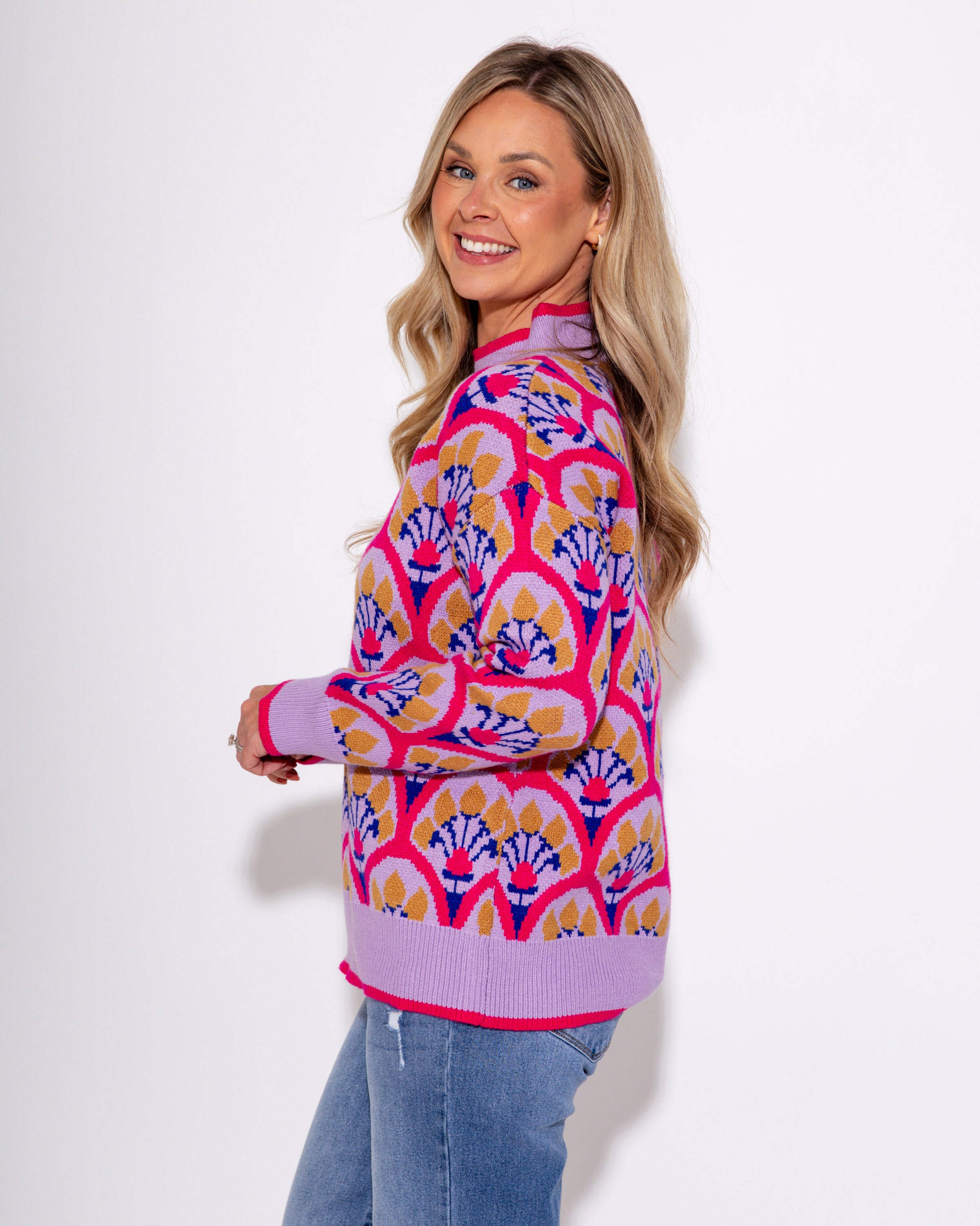 Fuchsia Floral Sweater