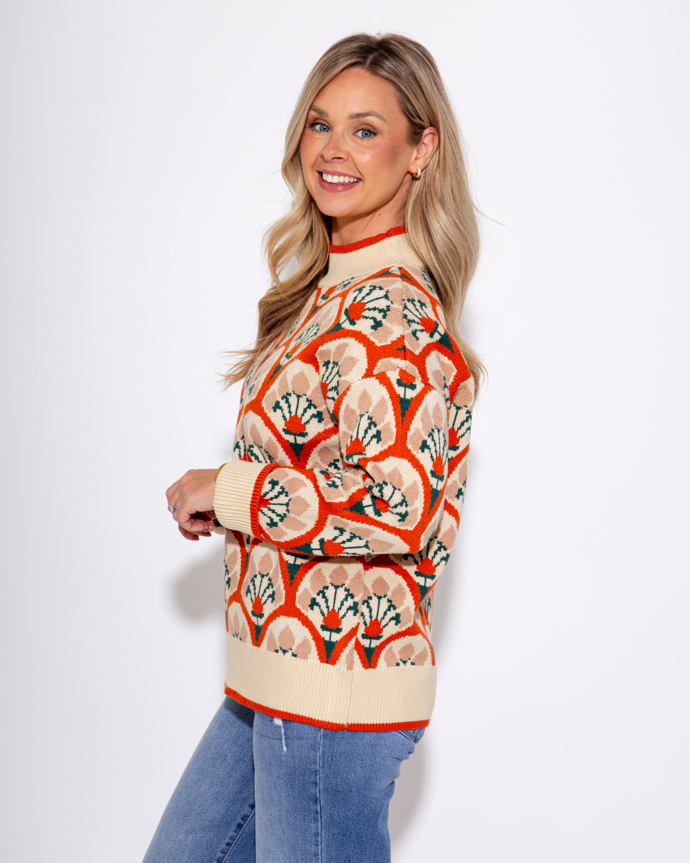 Boho Floral Sweater Top