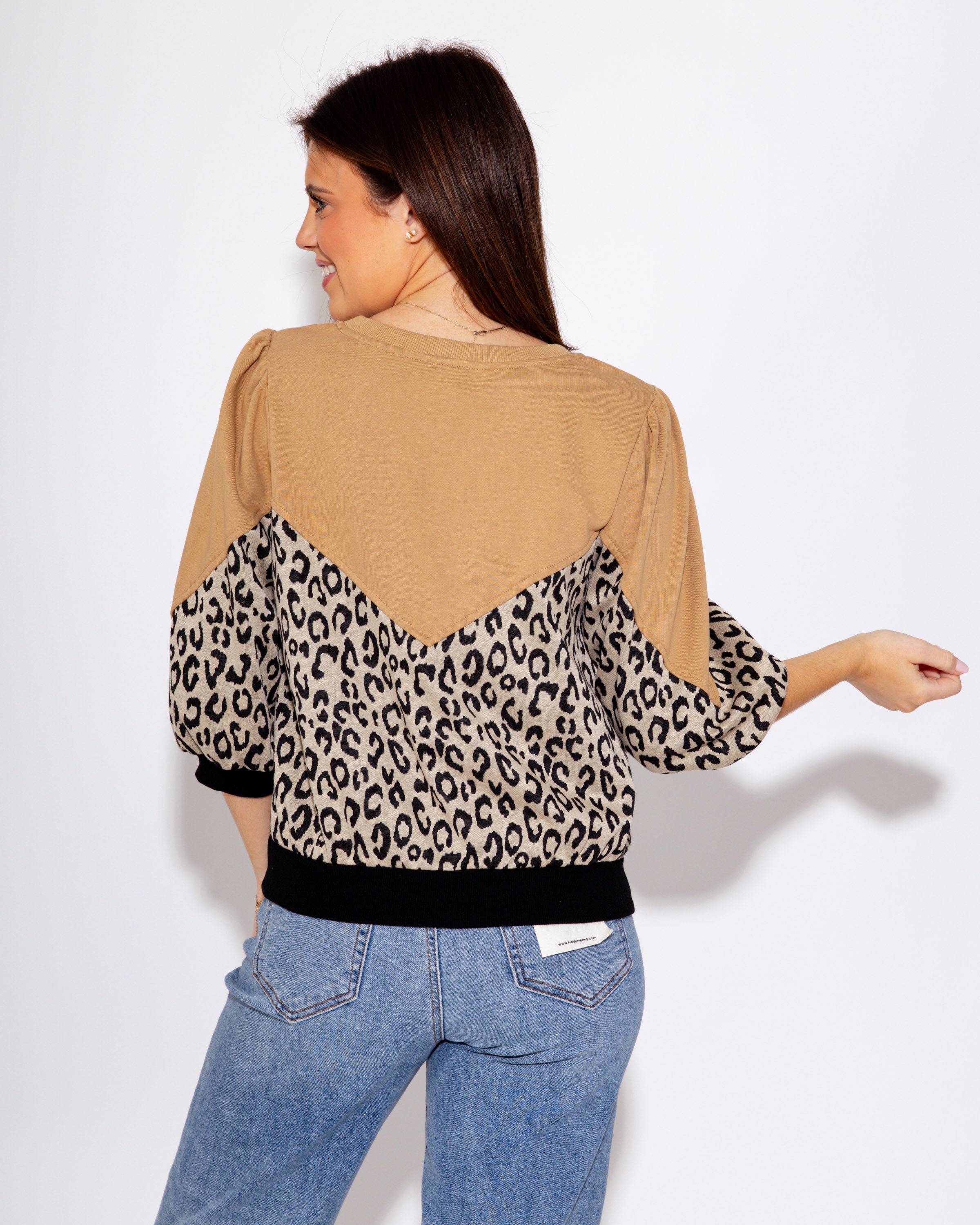 Leopard Colorblock French Terry Top