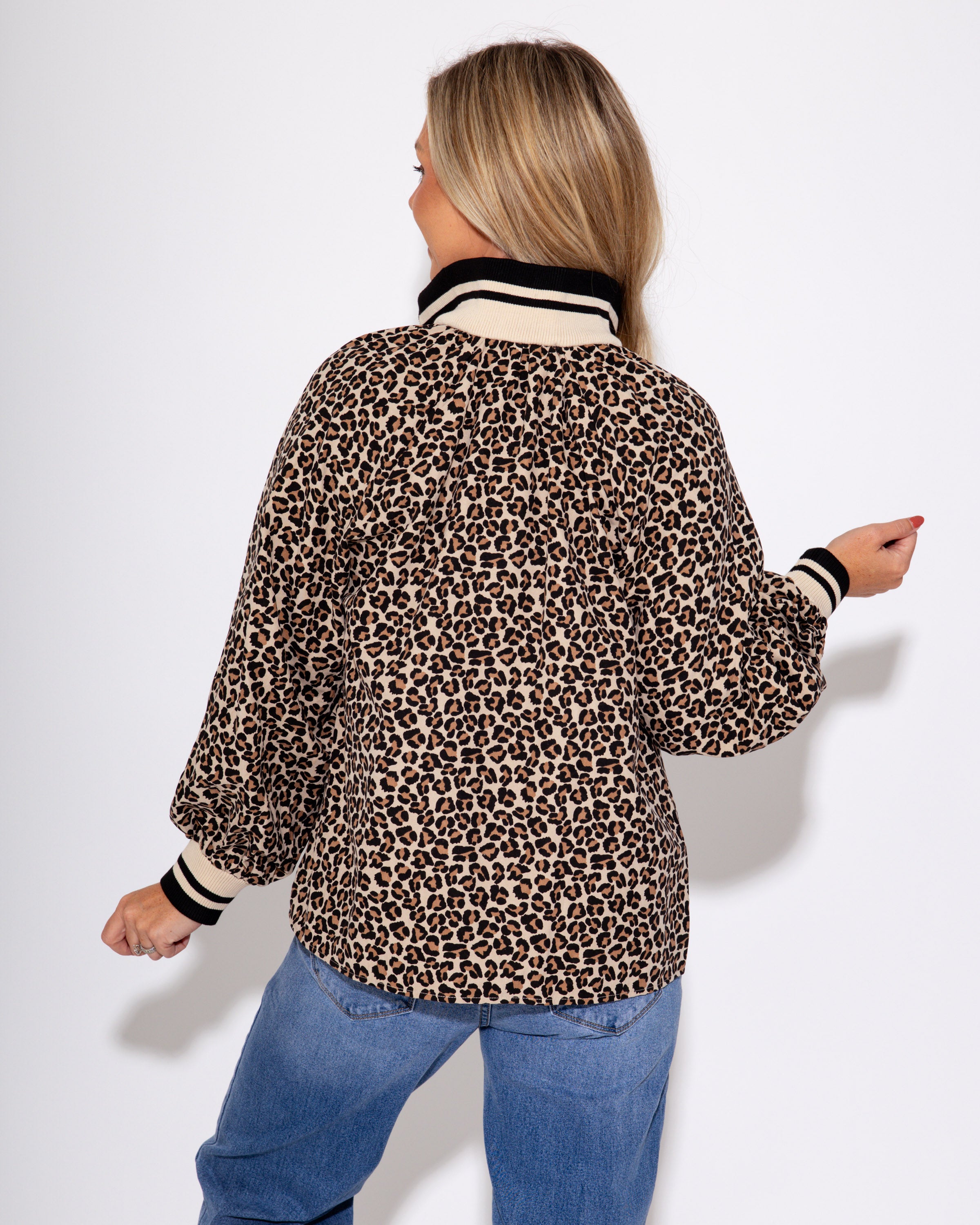 The Wild Stripe Puff and Zip Long Sleeve Top