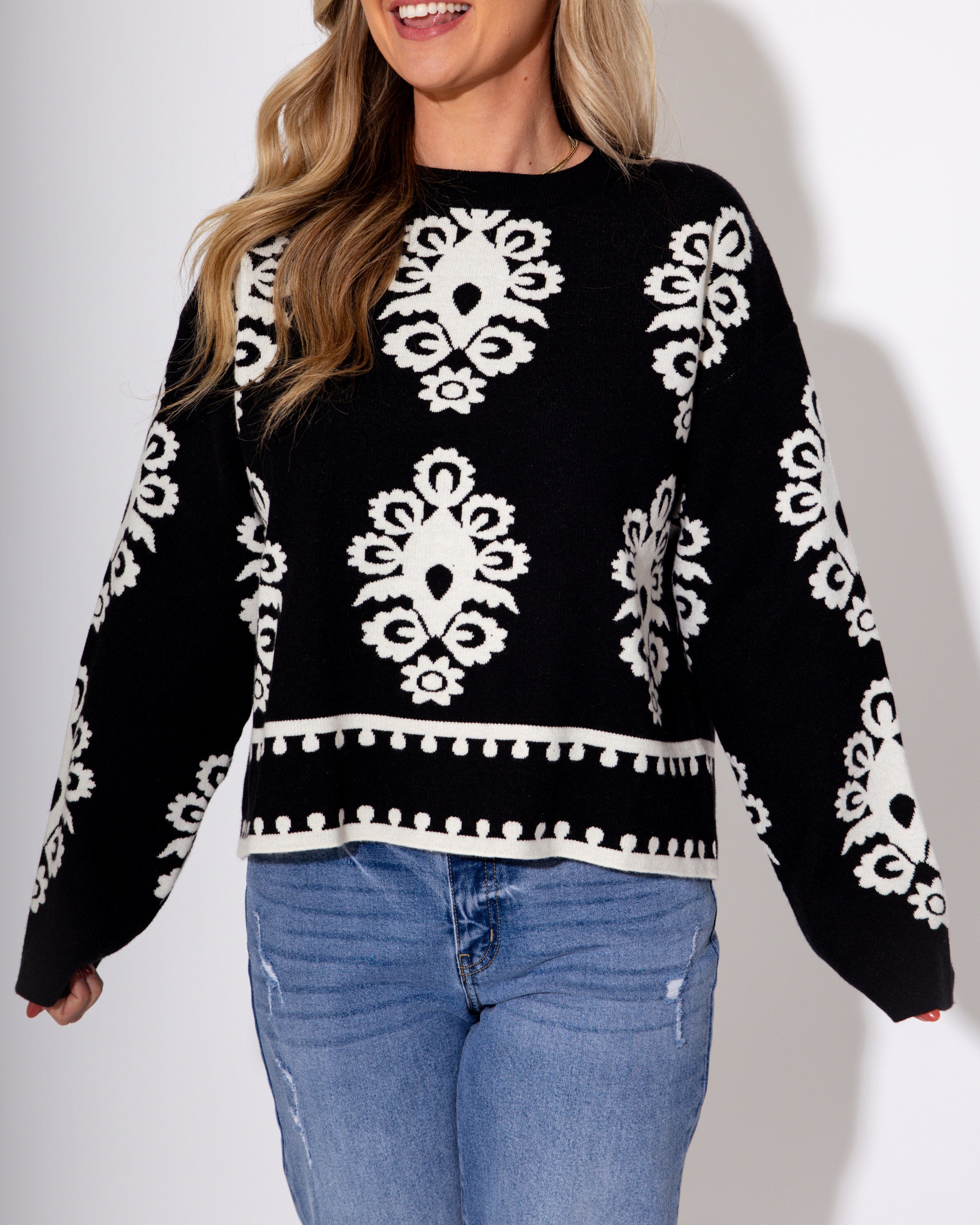 Monochrome Statement Knit Top