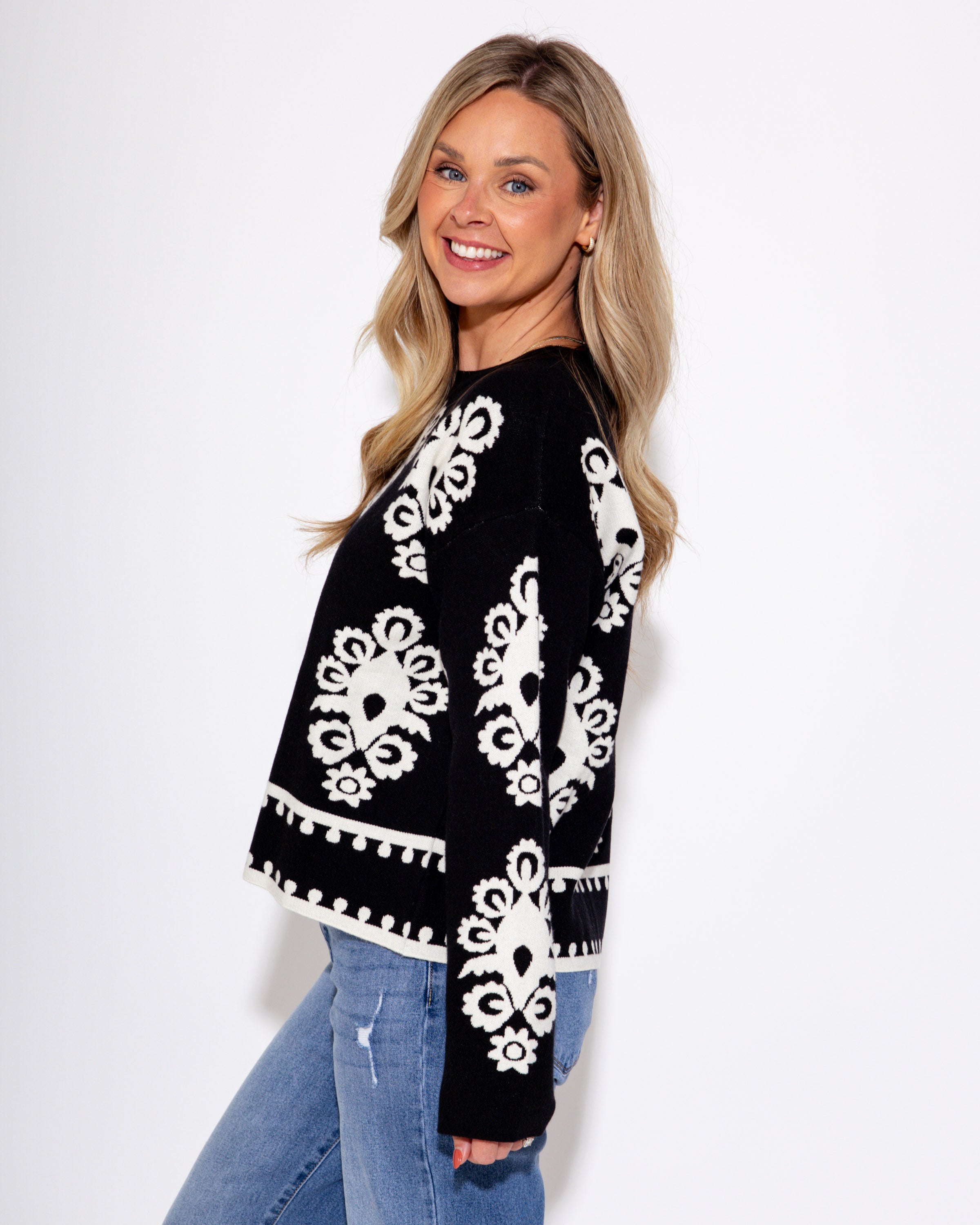 Monochrome Statement Knit Top