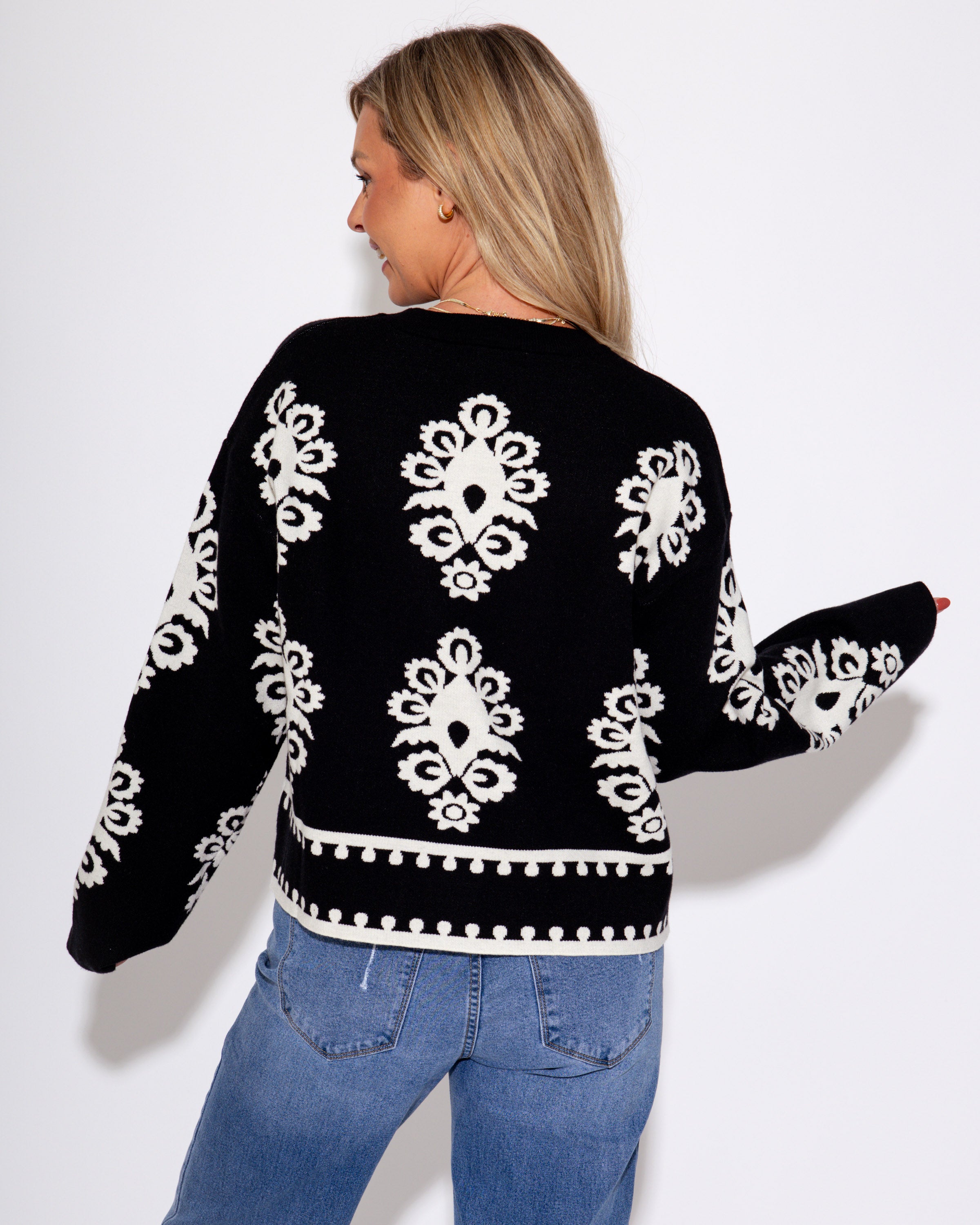 Monochrome Statement Knit Top