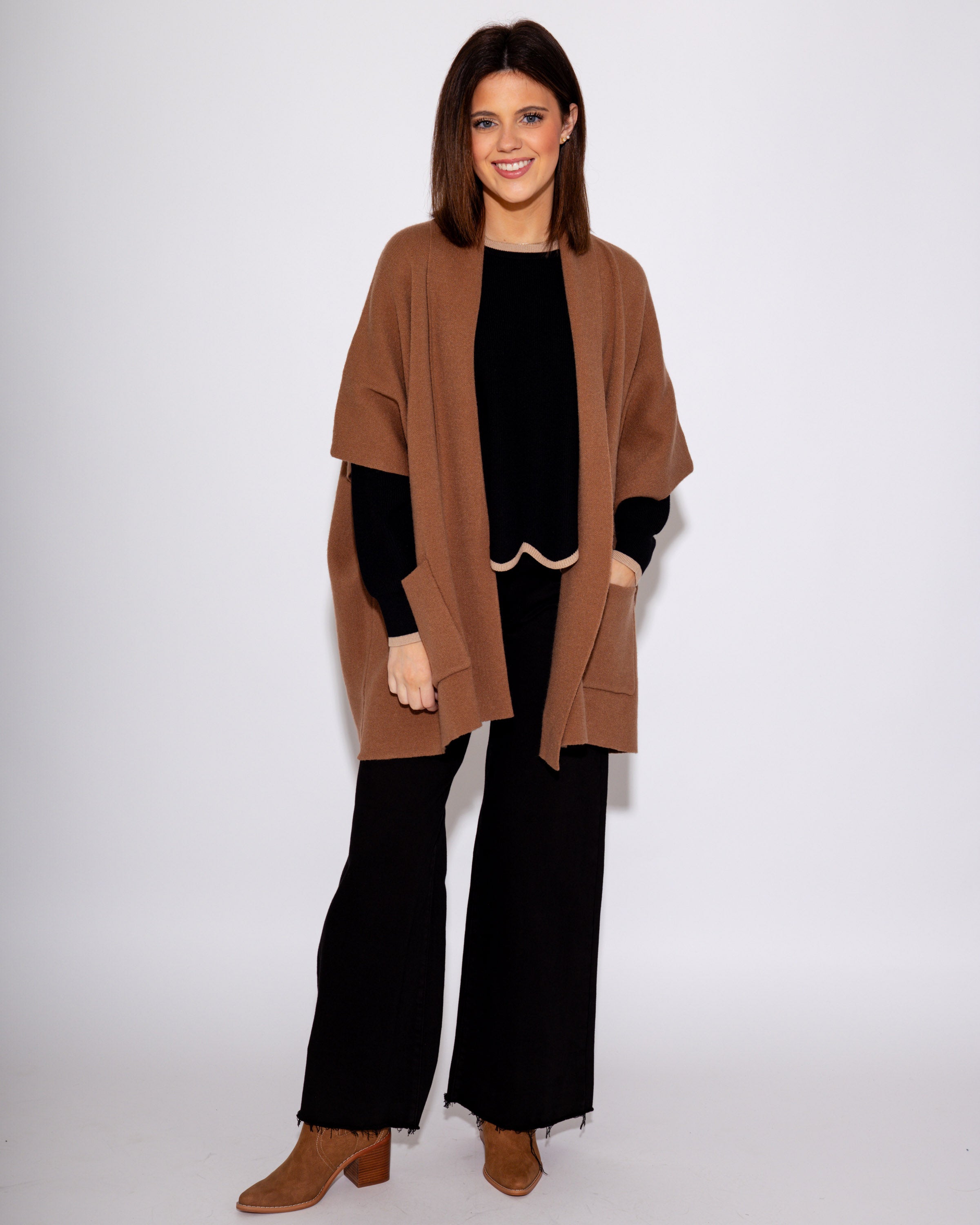 Mocha Knit Cape Cardigan