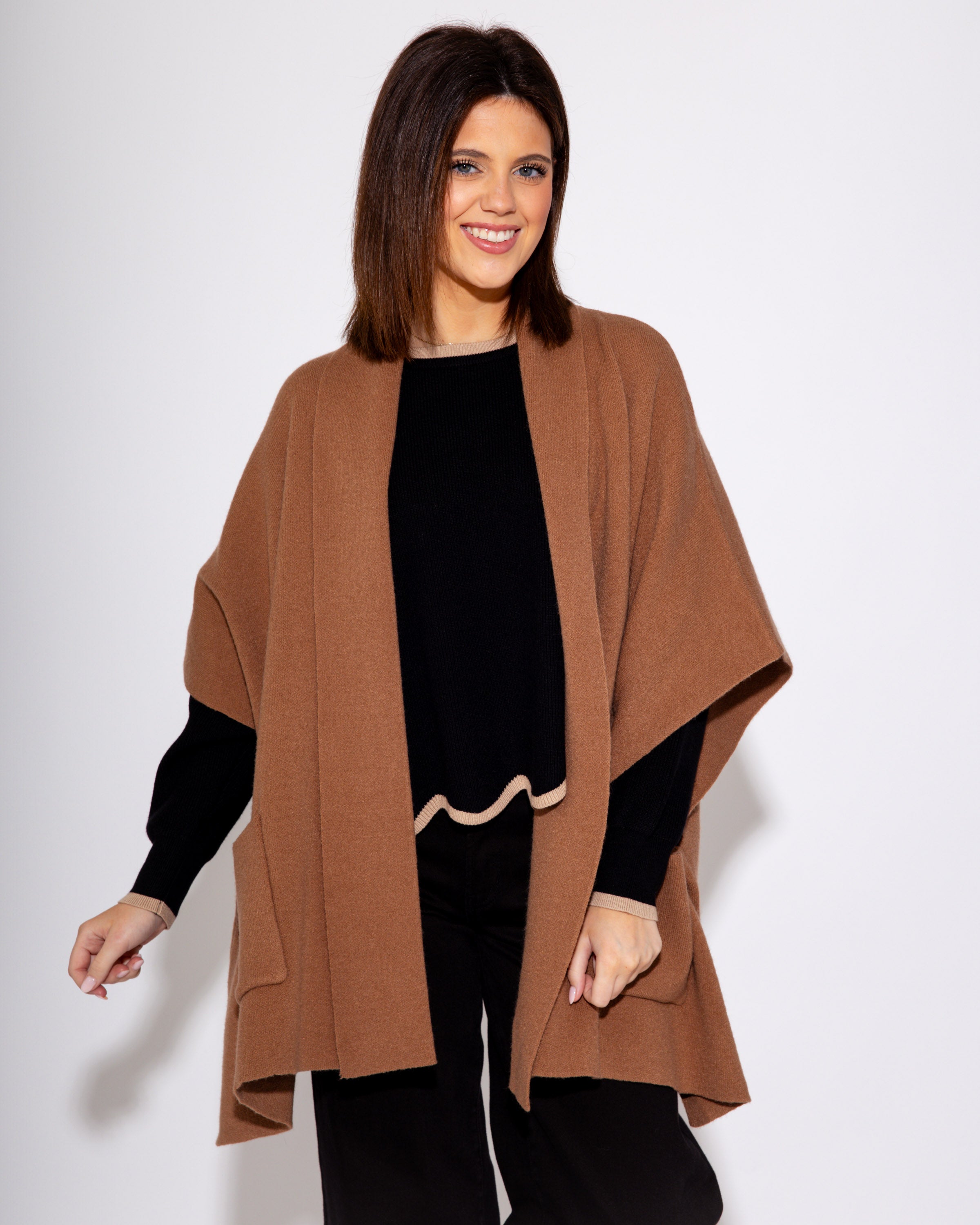 Mocha Knit Cape Cardigan